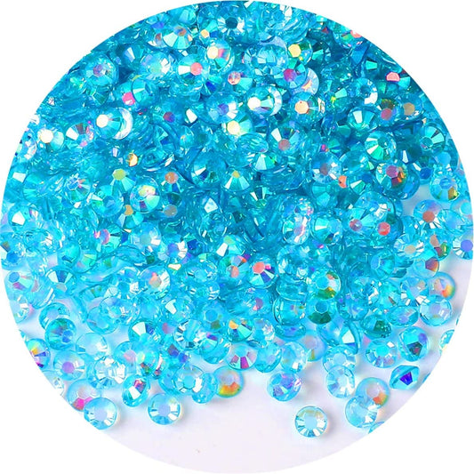 4500 Pcs SS12 3mm AB Flatback Rhinestones for Nails Art Crafts Transparent Glitter Round Gems Crystals DIY Clothes Shoes(Clear Peacock Blue AB)