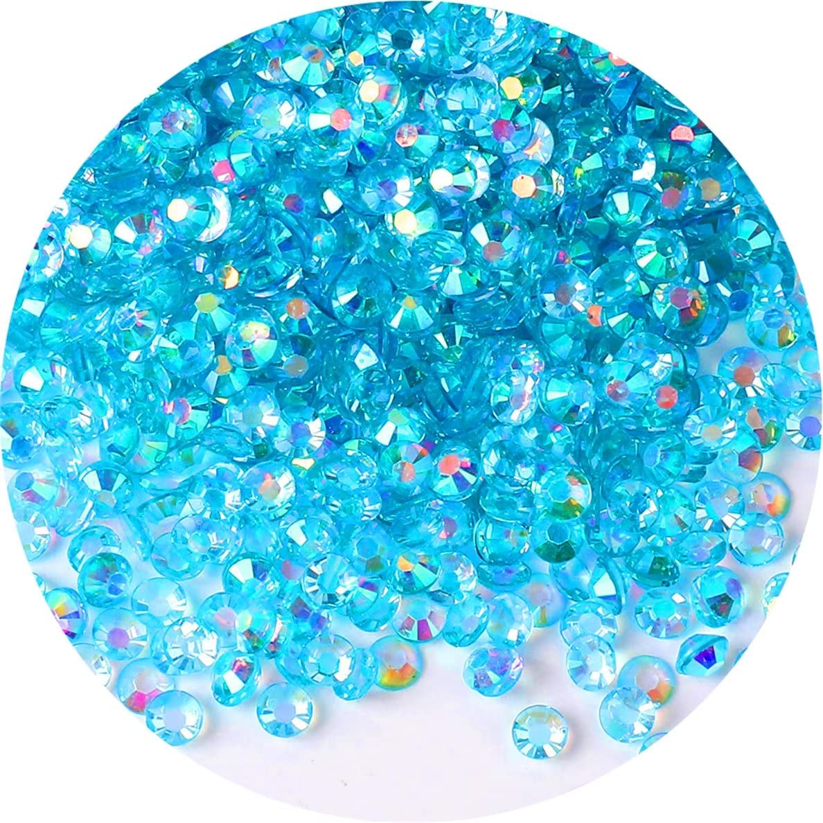 2250 Pcs SS16 4mm AB Flatback Rhinestones for Nails Art Crafts Transparent Glitter Round Gems Crystals DIY Clothes Shoes(Clear Peacock Blue AB)