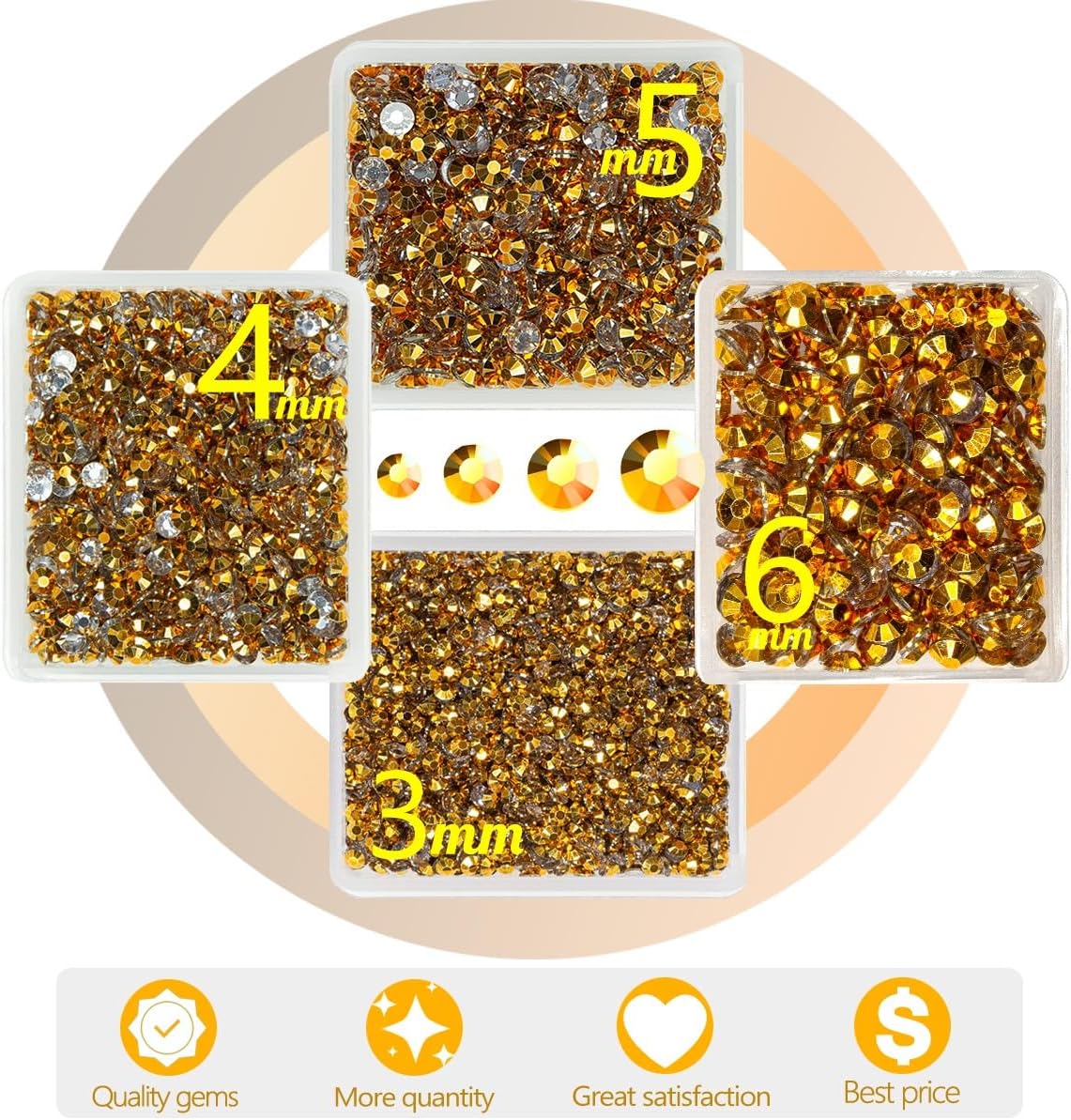 Bright Gold Resin Rhinestones w B7000 Jewelry Glue for Bedazzling Crafting 3mm 4mm 5mm 6mm Golden Flatback Jelly Stones Bulk Diamonds Gems Charms for Nails Face Eyes Makeup Tumblers DIY Crafts