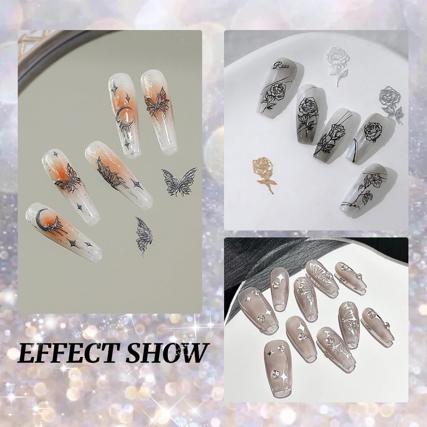 Nail Art Silicone Mold, Rose Nail Decoration Silicone Mold, 3D Nail Art Carving Mold Templates for Precise Embossed Pattern, Nail Tools Nail Charms for Acrylic Nail DIY Craft