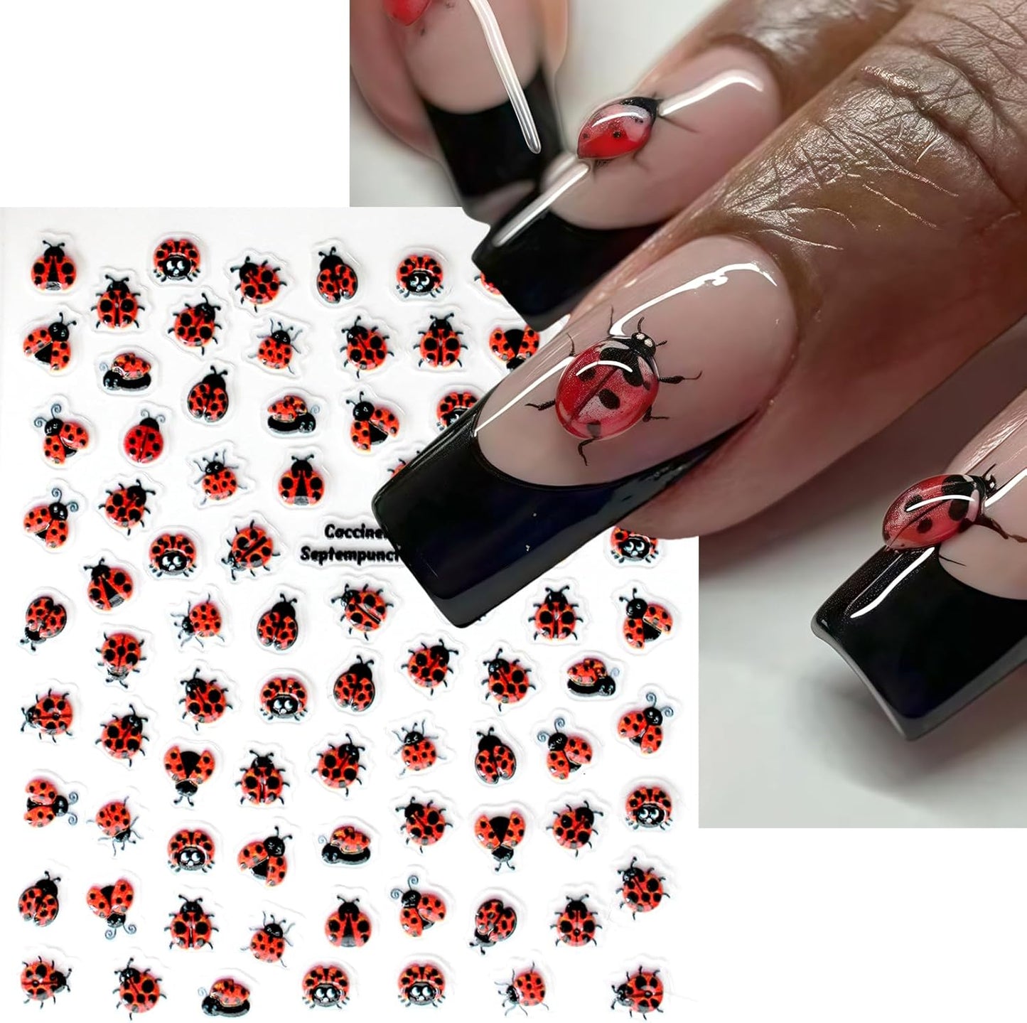 3 Sheets Ladybug Nail Art Stickers 5D Embossed Ladybug Self-Adhesive Nail Decals Mixed Design Ladybugs Summer Nail Decals for Nail Art Nail Decoration Nail Accessories for Women DIY Manicure Supplies