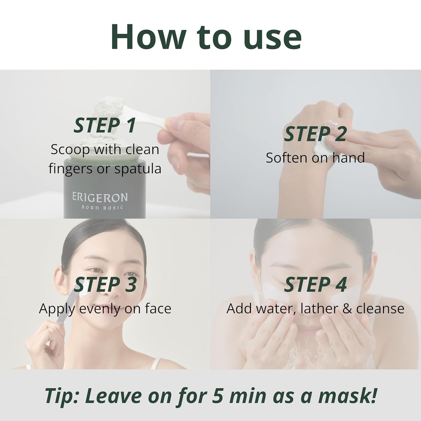 Heartleaf Facial Cleanser, Face Mask, Greek Yogurt Cleanser, Soothing, Deep Pore Scrubber & Face Wash with Green Tea, Blackhead Remover, Korean Skin Care (3.38 fl.oz.)