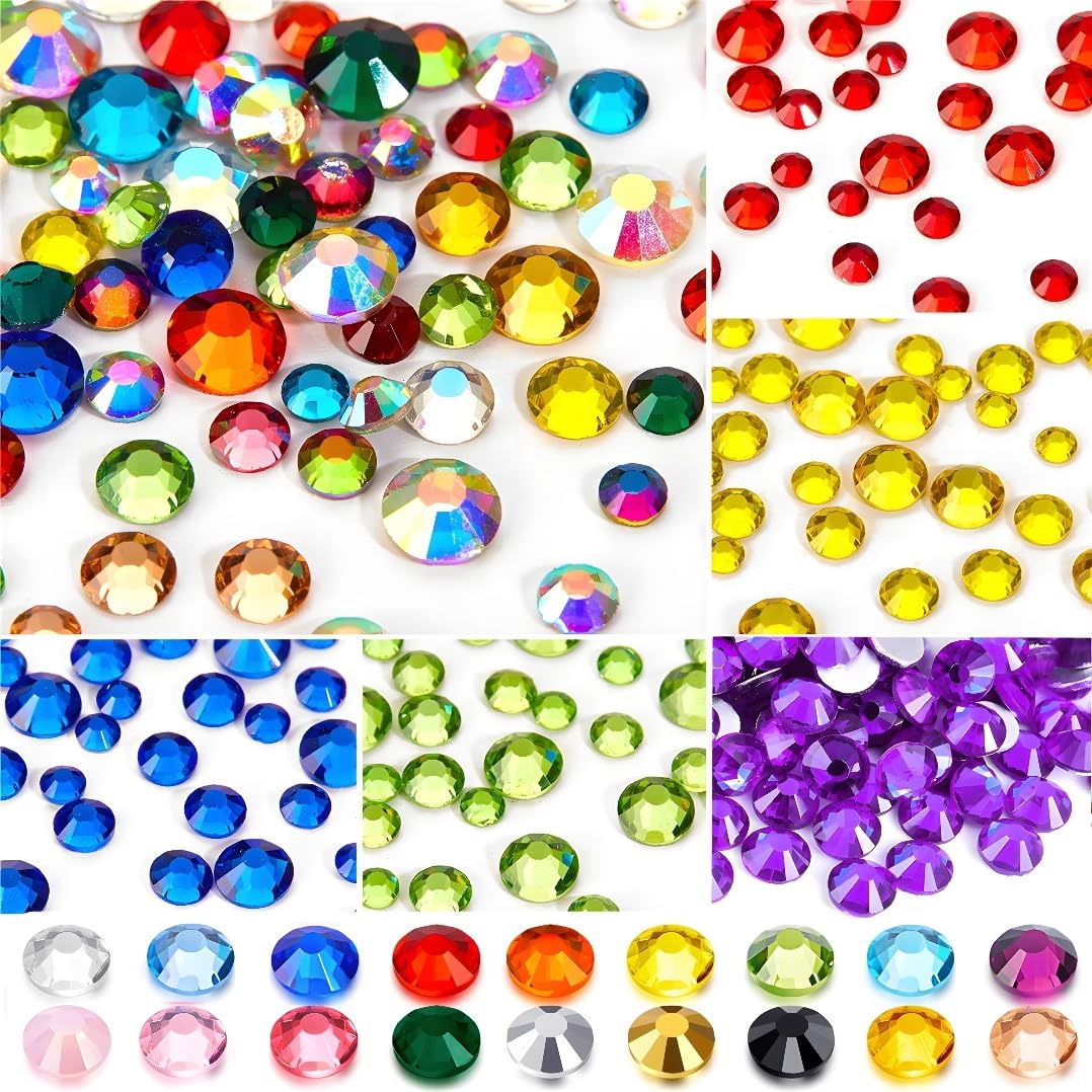 Flatback Rhinestones Round Gems for Nails Art and Crafts 2000Pcs SS16 4mm Glitter Crystals Stone DIY Bags Clothes Shoes (Crystal Blue)