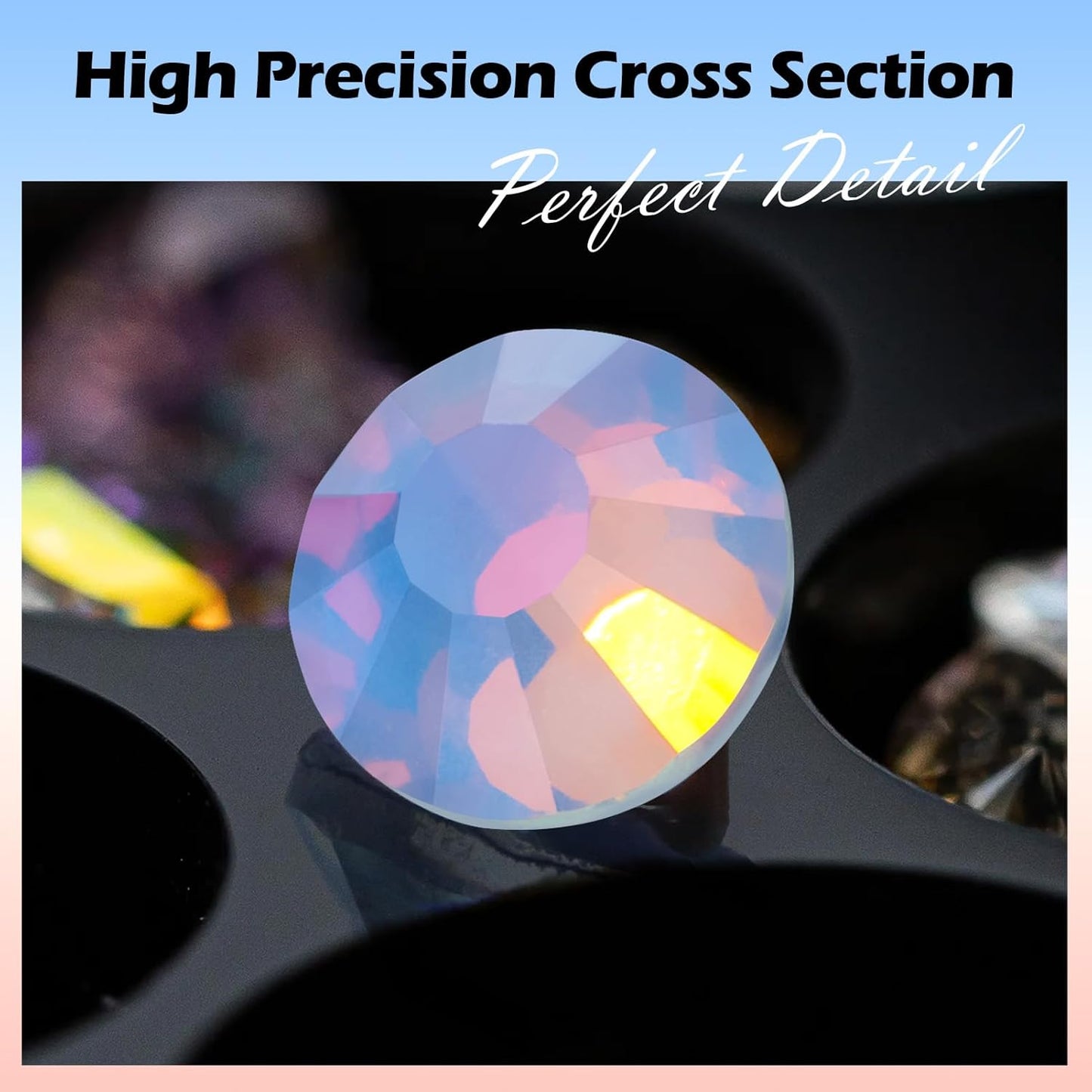 F Light Blue Flatback Rhinestones, Glass Rhinestones for Nail Art and Craft, Glue Fix, Loose Crystal Gemstones(F Light Blue, SS16, 1440pcs, 3.8-4.0mm)