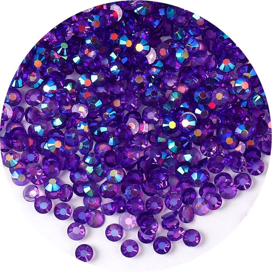 4500 Pcs SS6 2mm AB Flatback Rhinestones for Nails Art Crafts Transparent Glitter Round Gems Crystals DIY Clothes Shoes(Clear Dark Purple AB)