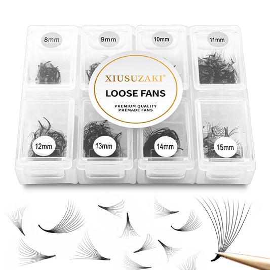 Premade Fans Eyelash Extensions 600 Fans 20D Volume Lash Extensions 0.07 Thickness Eyelash Extension C Curl Premade Lash Fans Mix 8-15mm Fluffy Soft Handmade Loose Fan(600Fans-20D-0.07-C,8-15mm)