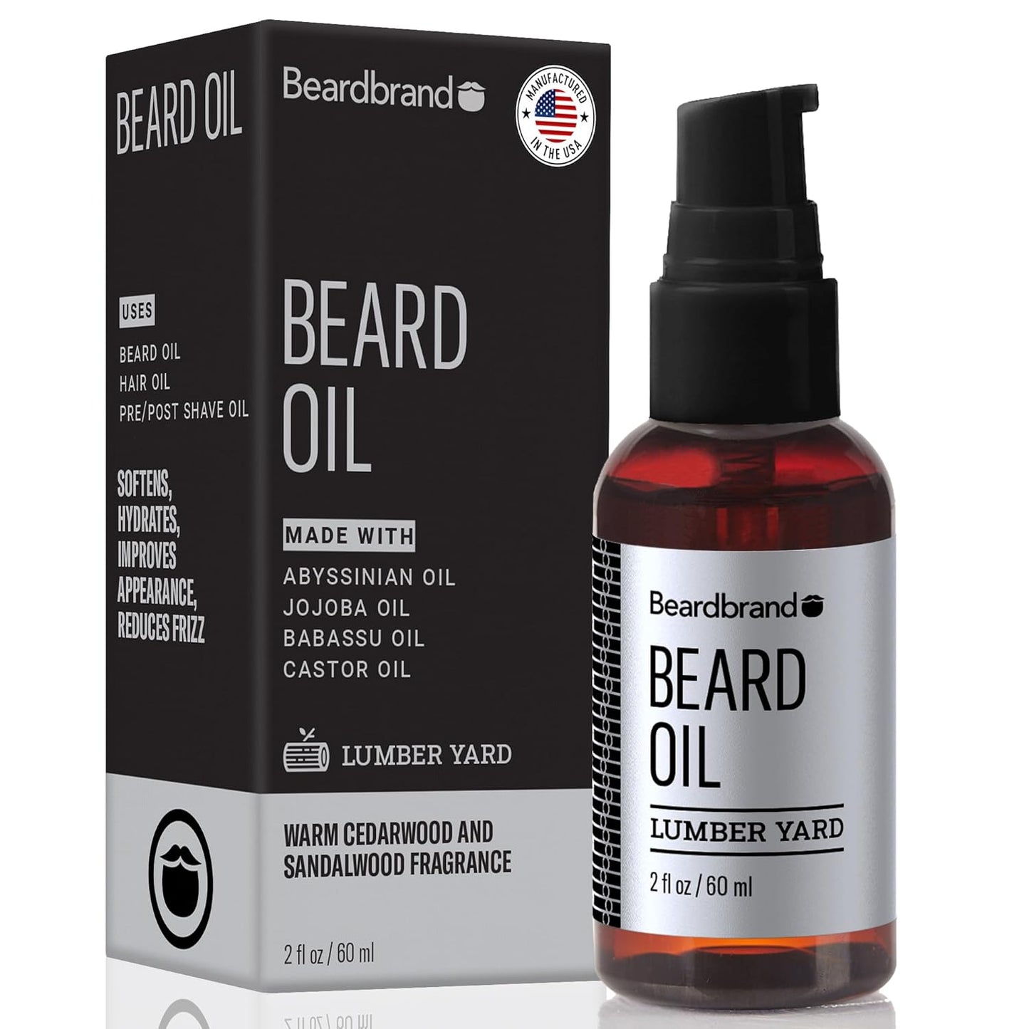 Beardbrand Beard Oil for Men with Jojoba & Vitamin E – Softens Stubble, Conditions Skin & Promotes Beard Growth | Sandalwood & Cedar Oil Scent | 2 fl oz