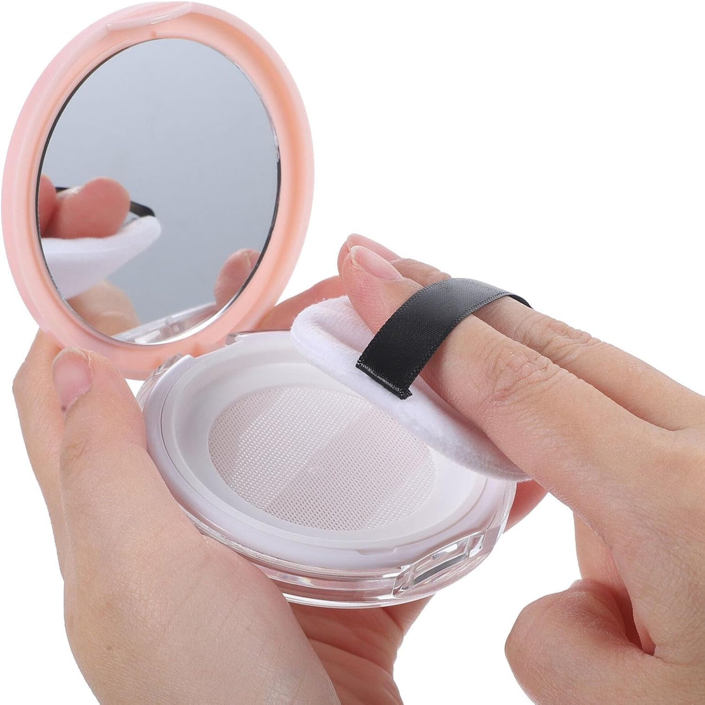 Beaupretty Loose Powder Containers with Puff 2PCS Powder Compact Container, Plastic Empty Makeup Loose Powder Case with Puff and Elasticated Net Sifter Cosmetic Travel Container