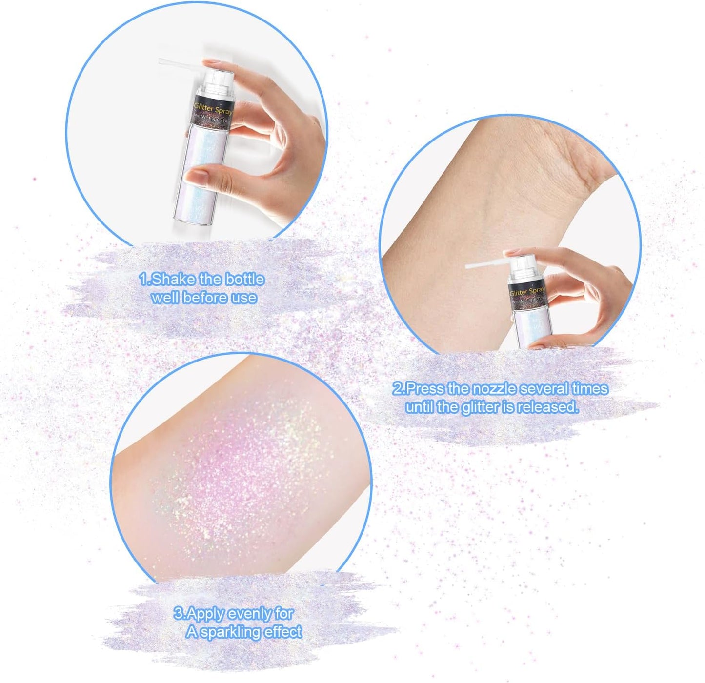 Hair and Body Glitter Spray, 1PC Hair Glitter Extra Fine Face Shimmer Powder for Clothes, Festival Loose Sparkle Powder for Rave Clothes Nail Art Easter Halloween Crafts