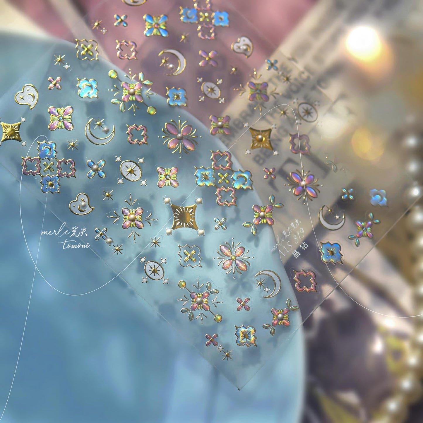 Flower Nail Stickers for Nail Art Flowers Nail Art Stickers Cute Floral Star Crystal Diamond Style 5D Embossed Nail Decals Self-Adhesive Nails Supply Manicure Sliders for Nails Decoration