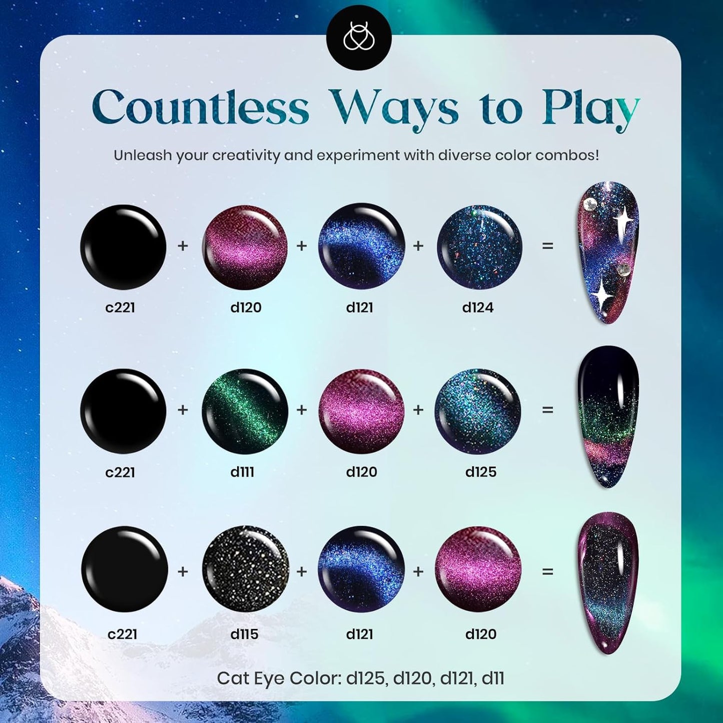 Beetles Cat Eye Gel Polish Set - 24Pcs 20 Colors Glitter Dark Color Changing Gel Nail Polish Kit with Base Gel Glossy Matte Top Coat Soak off UV DIY Nail Art Salon Ombre Black Nails Gift