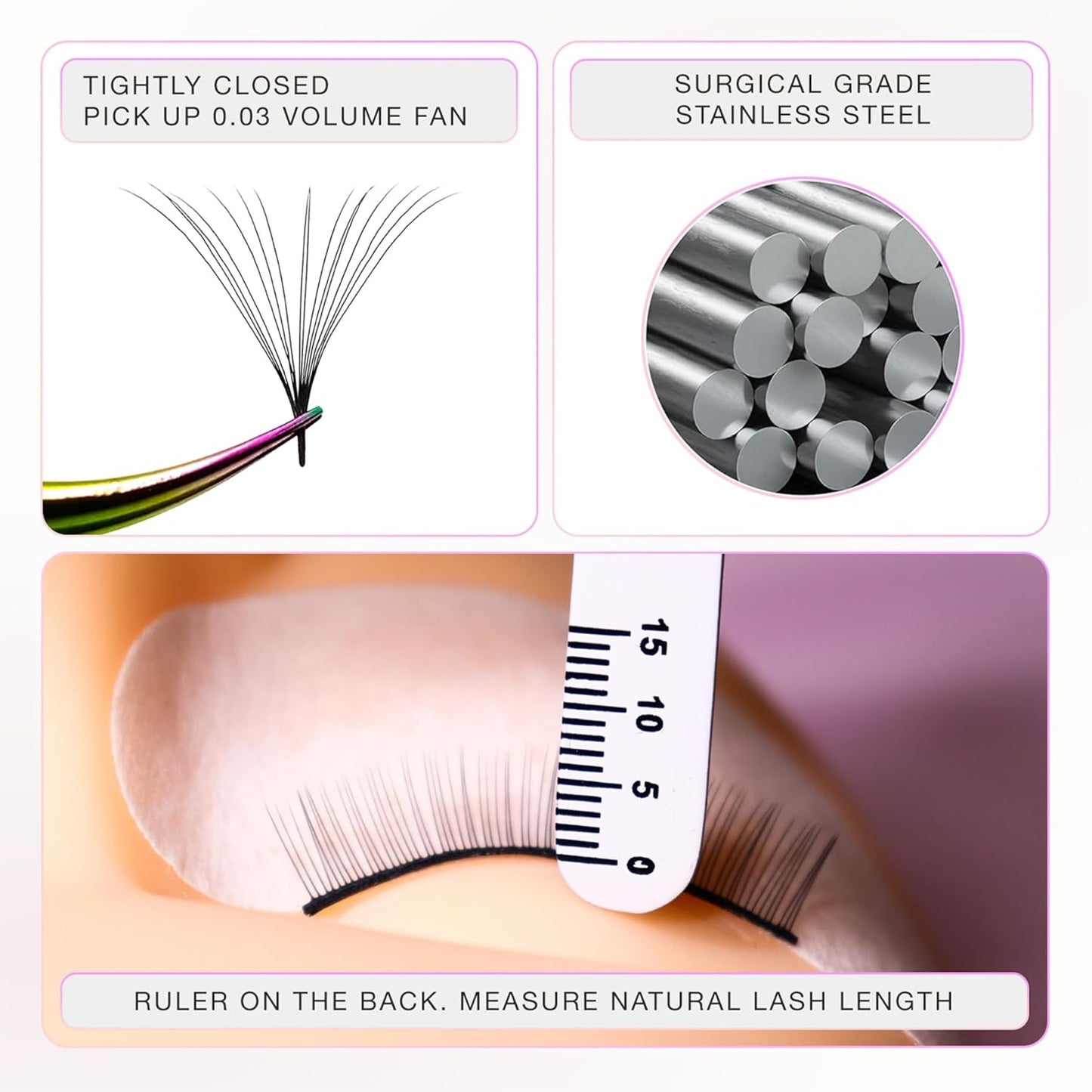 Curacoro Lash Tweezer - Professional & Precision Fiber Tip Grip Lash Tweezers for Eyelash Extensions, Multi Shapes & Purposes Tweezers for Volume, Isolation & Classic Lashes (Gold, Fan-lash-tic)