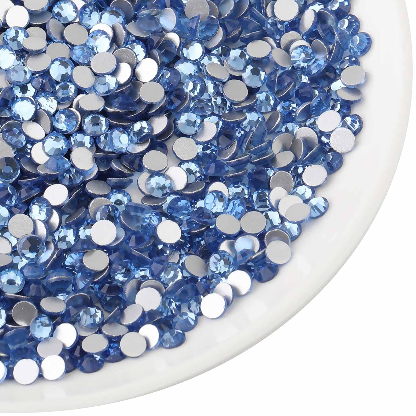 beadsland Flat Back Crystal Rhinestones Round Gems for Nail Art and Craft Glue Fix, Light Blue (2.3-2.5mm) SS8/1440pcs