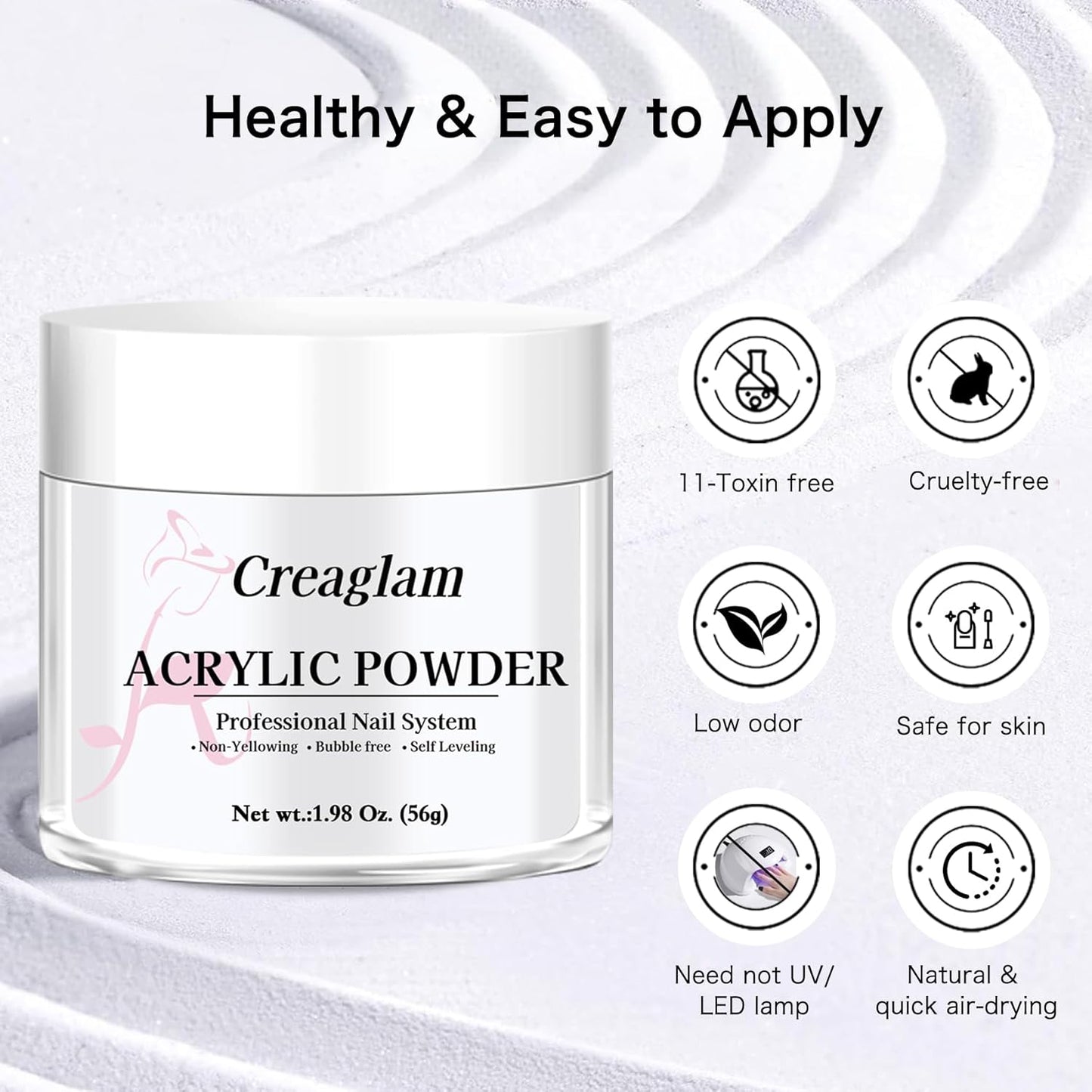 Acrylic Powder for Nail 56g: 2oz Lucent White Acrylic Powder Large Capacity Professional for 3D Art Carving French Extension - DIY Nail Carving Long-Lasting No Needed Lamp