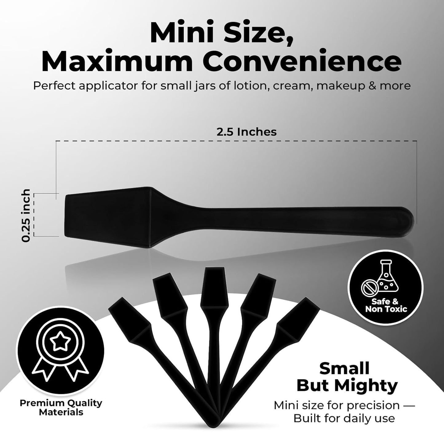 Mini Makeup Spatula (2.5”, 500 Pack) - Small Facial Spatula for Mascara, Skincare, Creams & Crafts | Eye Cream Applicator Tool for Skincare, Face Mask | Disposable Makeup Applicators | Black