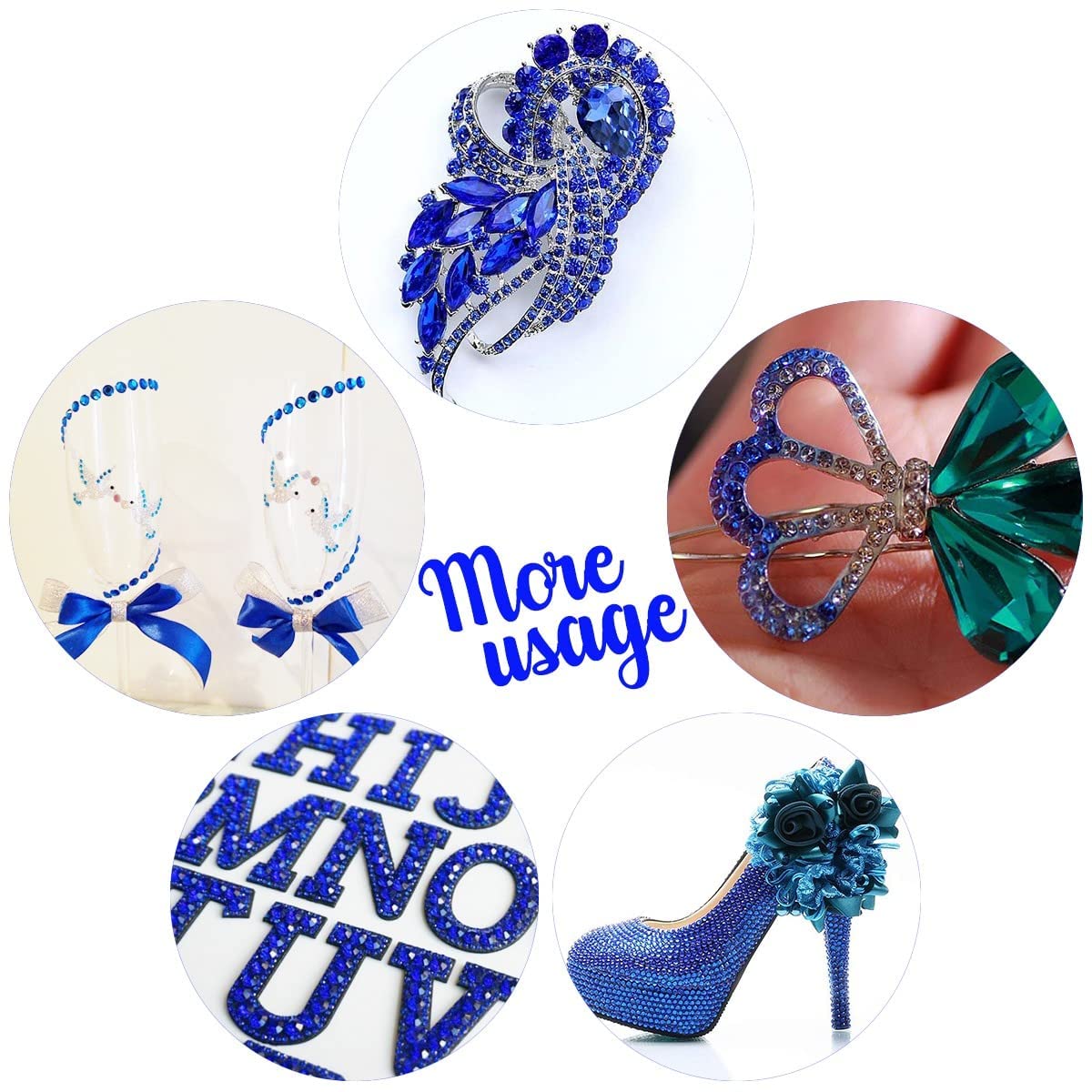 16000PCS Transparent Royal Blue AB Resin Rhinestones for Crafting 3mm 4mm 5mm Flatback Jelly Stones Bulk SS10 SS16 SS20 Diamonds Crystals Gems for Nails Face Eyes Makeup Tumblers Bottles Crafts