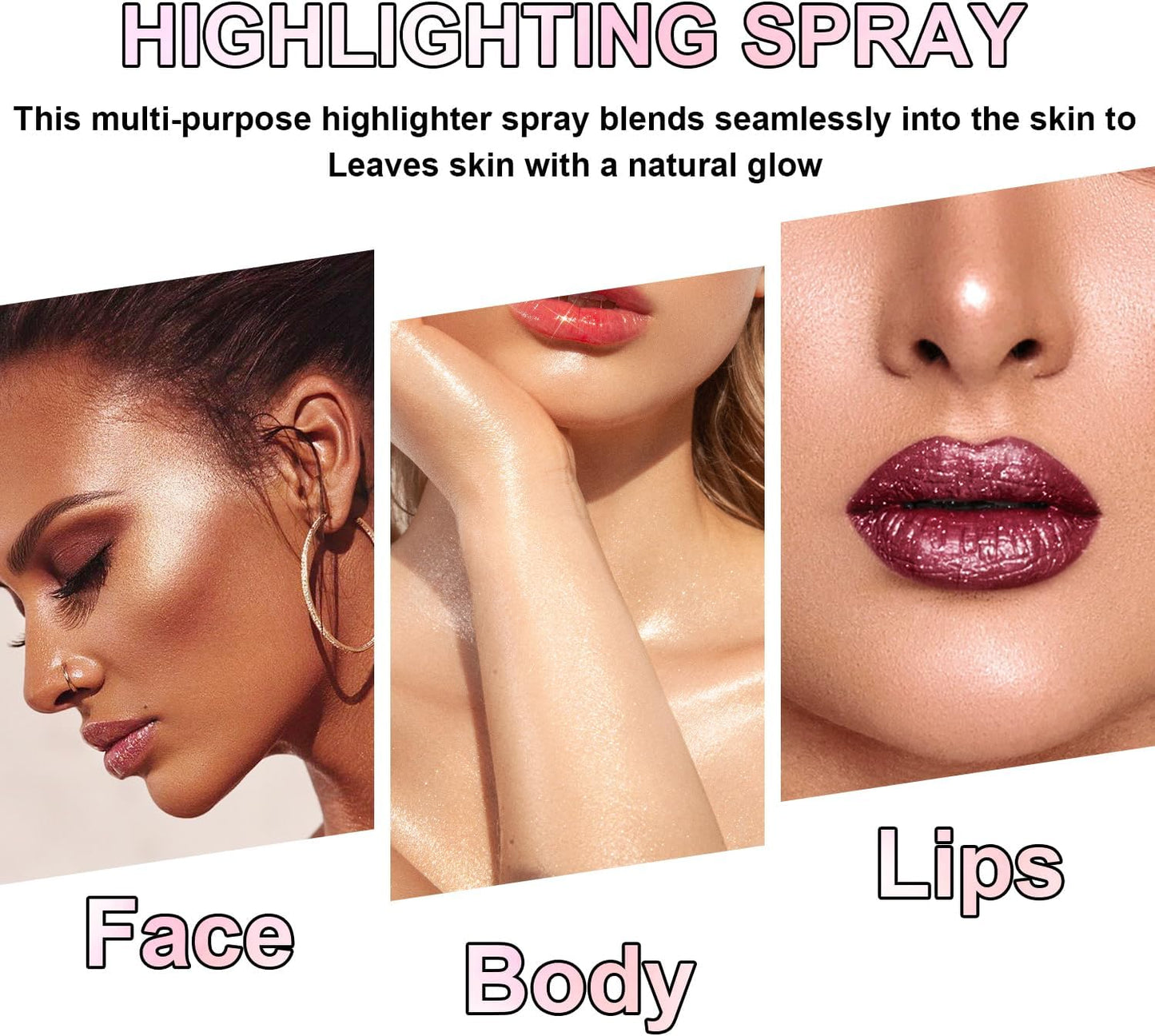 Hair and Body Glitter Spray, Holographic Glitter Highlighter Powder, Face Body Clothes Shiny Glitter, Loose Shimmer Hairspray Festival Rave Prom Accessories (Peal White)