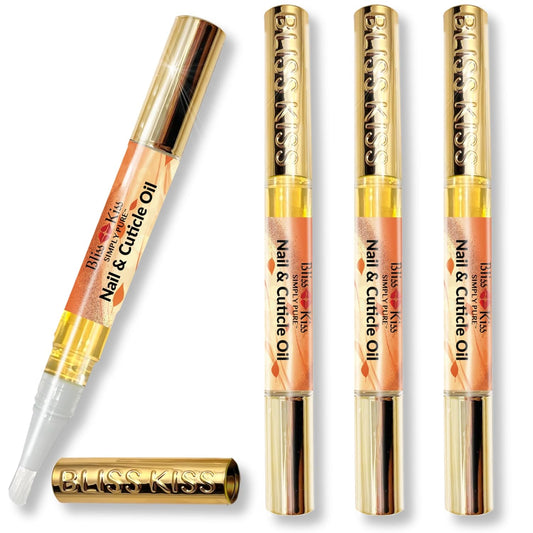 Bliss Kiss | 4 Pumpkin Spice Latte Scent Nail | Oil Cuticle Pen w/Vitamin E & Jojoba⏤Nail Strengthener Nail Growth Serum for Brittle Peeling Breaking Thin Nails