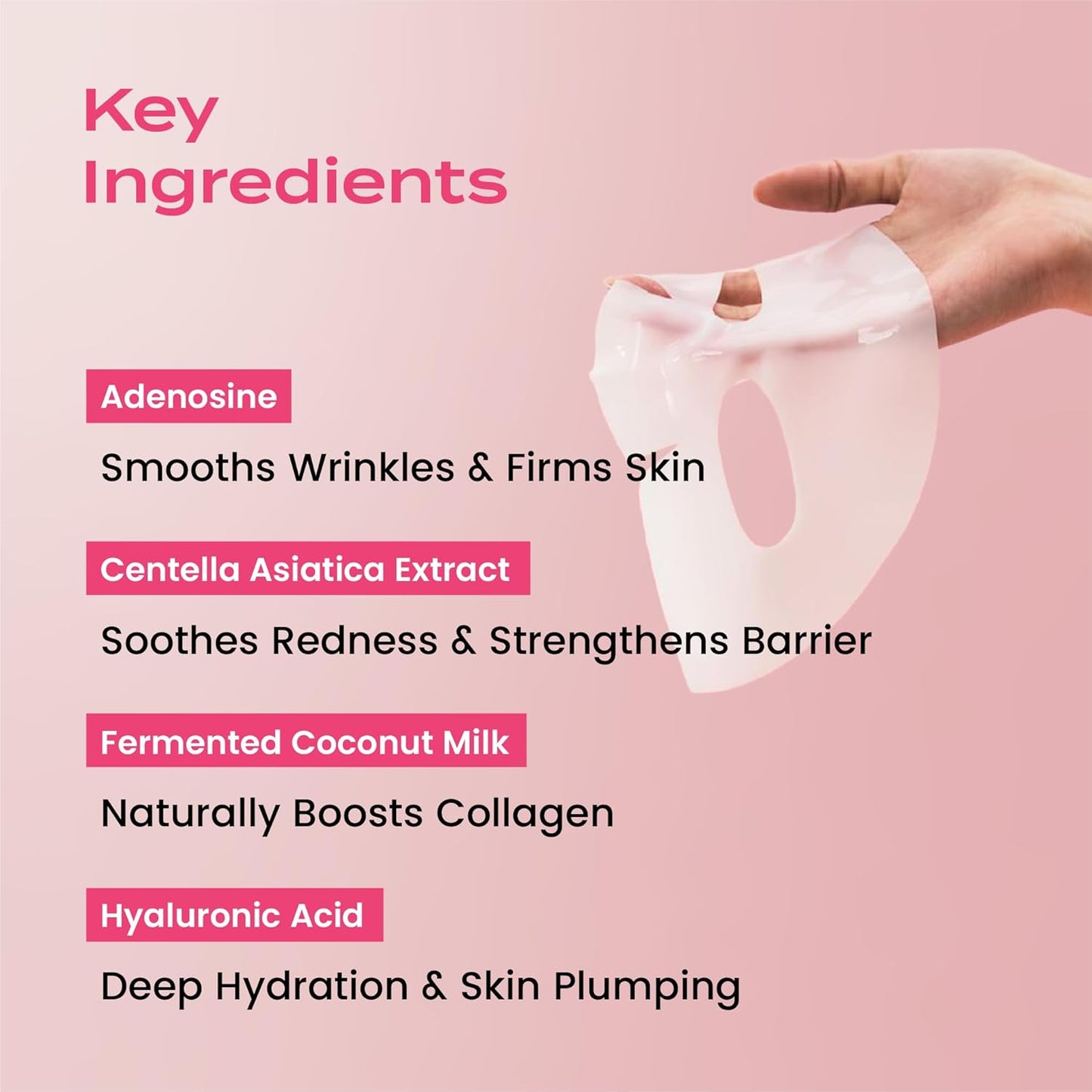 Body Restore Natural Collagen Face Mask 5 Pack – Korean Skin Care Mask with Fermented Coconut Water, Christmas Stocking Stuffers, White Elephant, Birthday Gifts for Women & Men, Dry Skin - Anti-Aging