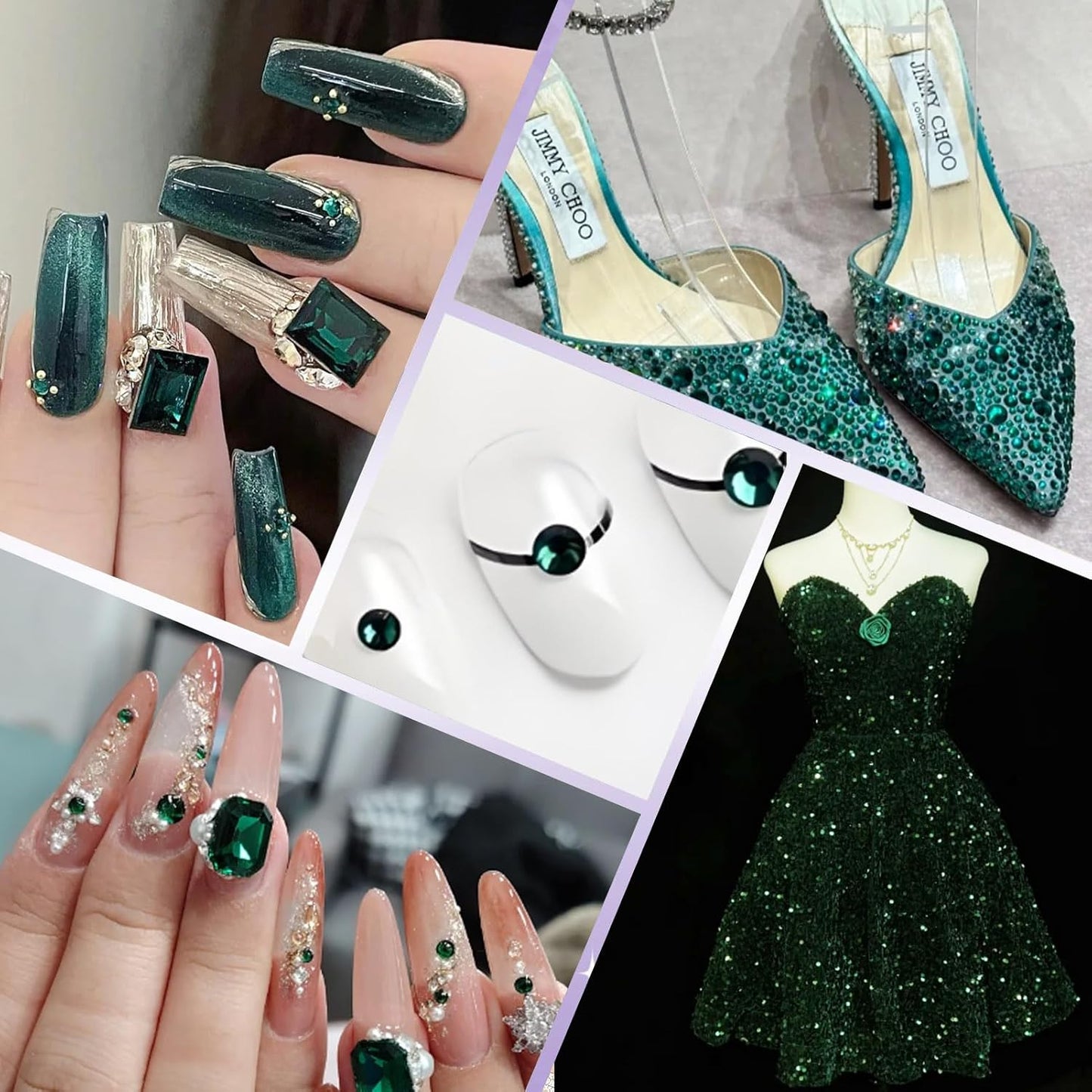 2000PCS SS16 Flatback Rhinestones | 12-Facet Diamond-Cut Glass Gems for Nail Art, Clothing, DIY Crafts |Glue-On Decoration Stones with Silver Backing(Emerald)