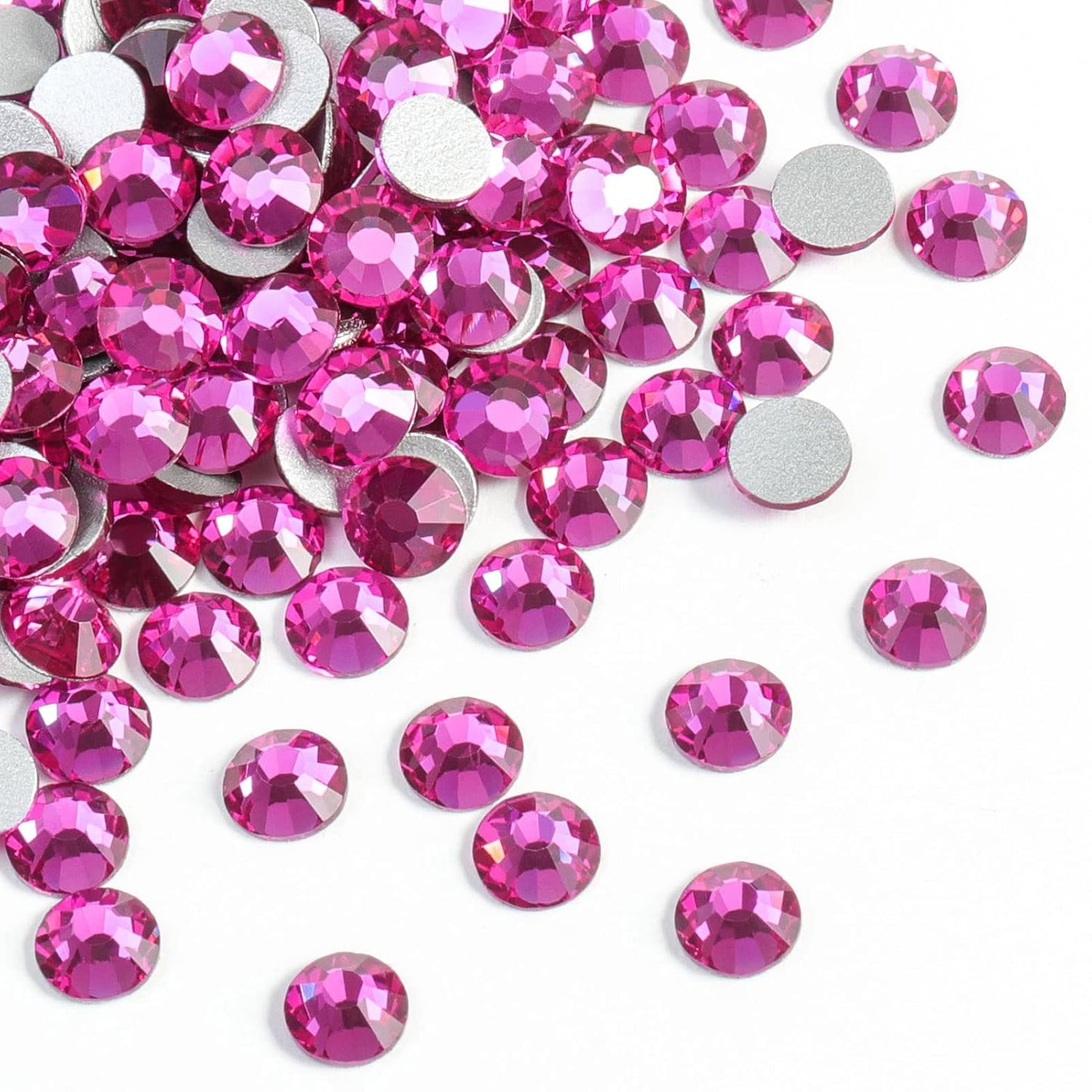 Beadsland 1440pcs Flat Back Crystal Rhinestones Round Gems for Nail Art and Craft Glue Fix,Fuchsia,SS3,1.2-1.4mm