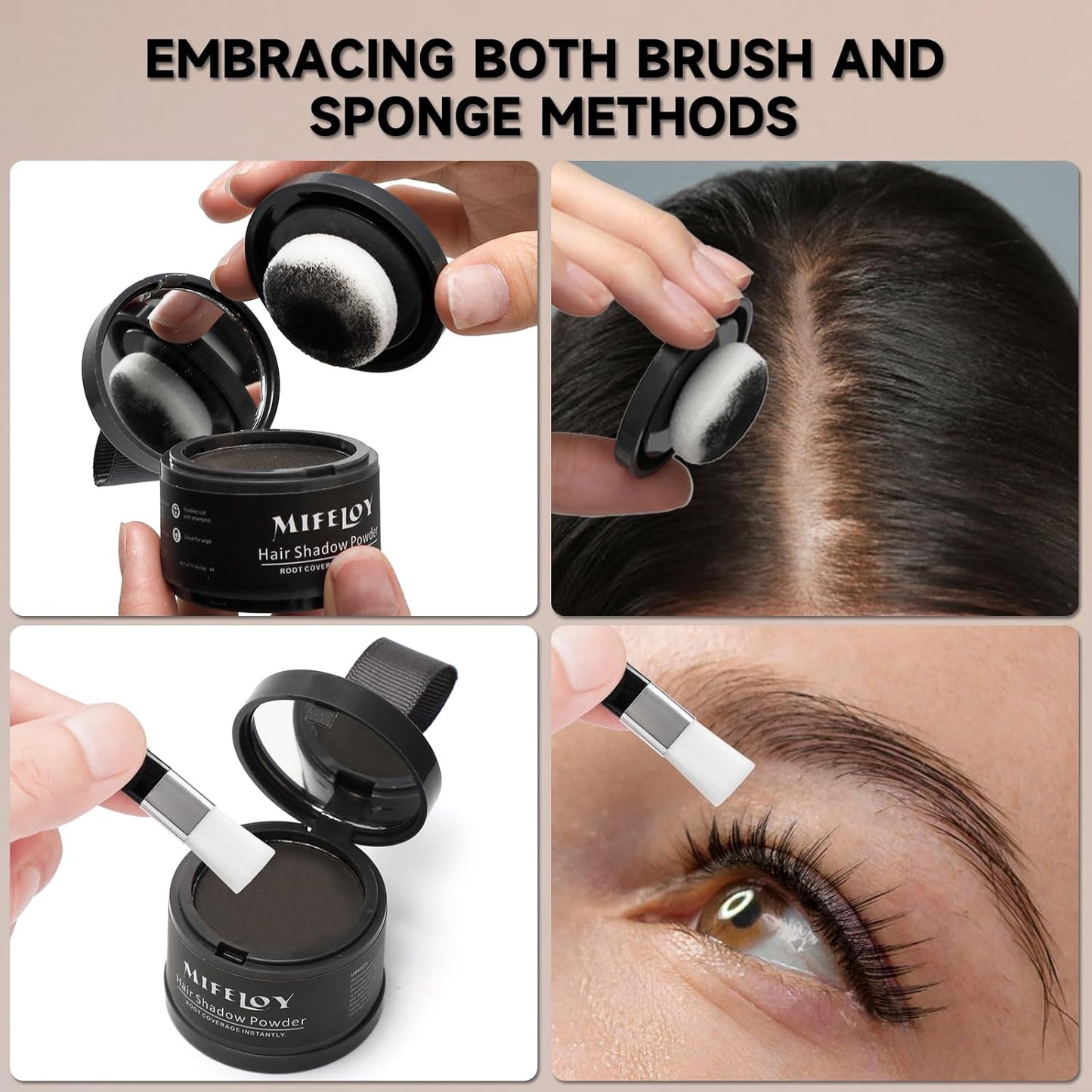 2 Pack Root Touch Up Shadow Powder, Gray Hair Cover Up, Women Color Root Coverage Powder for Thinning Grey Hairline, Men Instantly Concealer Hair Loss Beard Line Eyebrow, Black