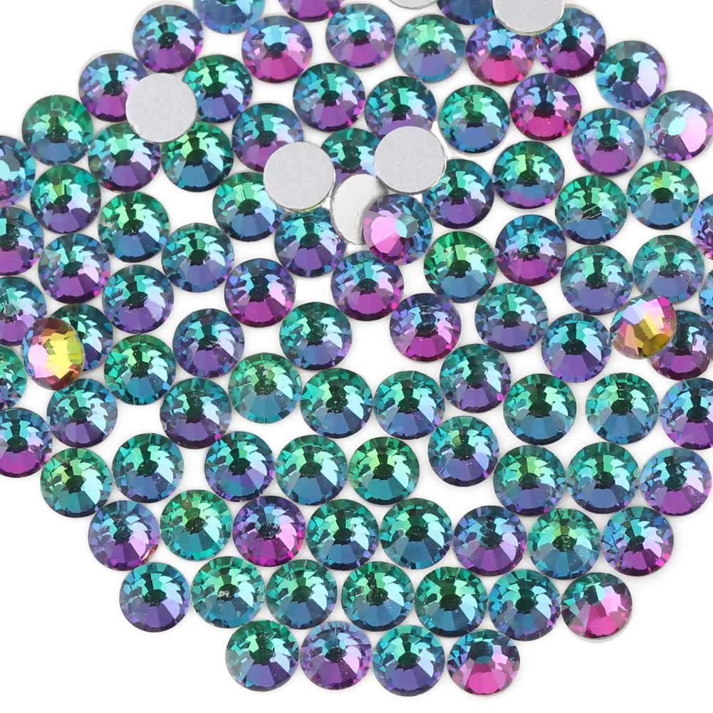 beadsland Flat Back Crystal Rhinestones Round Gems, Green Volcano (4.6-4.8mm) SS20/1440pcs