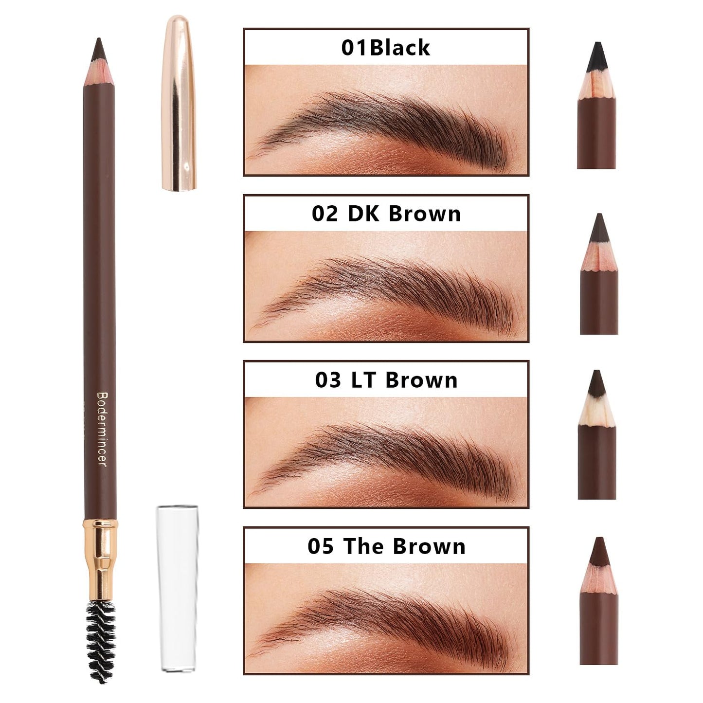 BODERMINCER 1pcs Eyebrow Pencil Longlasting Waterproof Durable Liner Eyebrow 5 Colors to Choose (3# Light Brown)