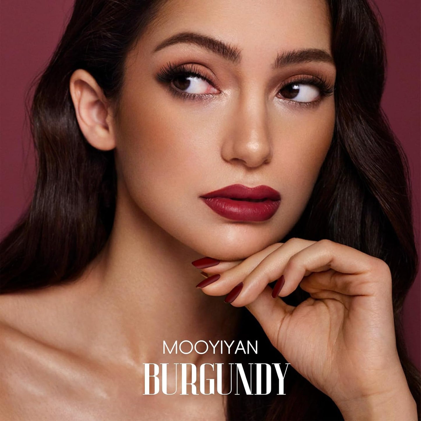 Gloss Nail Strips|Uv Free|22 Pcs,Gel Nail Stickers|Long Lasting Two Weeks and Easy to Apply&Remove|Burgundy