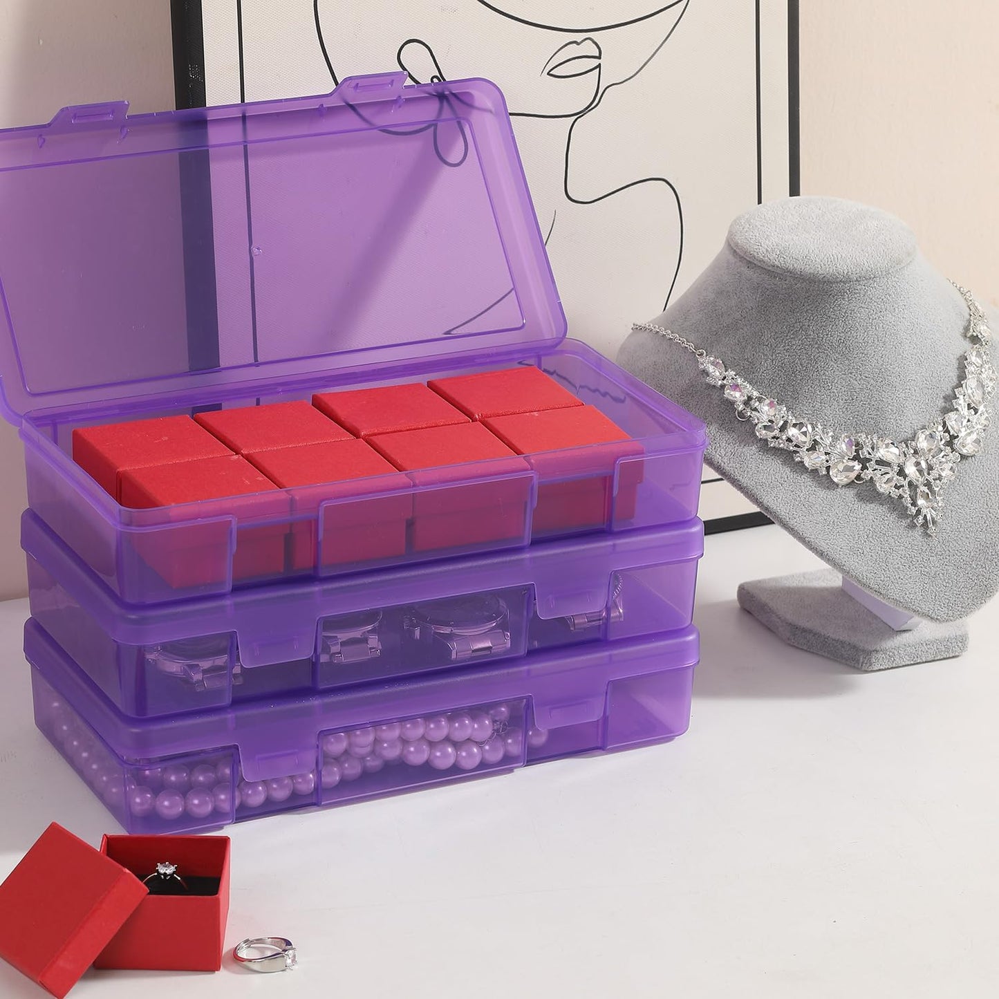 9 Pack Plastic Storage Containers Color Arts & Crafts Storage Boxes & Organizers Stackable Containers With Lids For Organizin (Set 6)