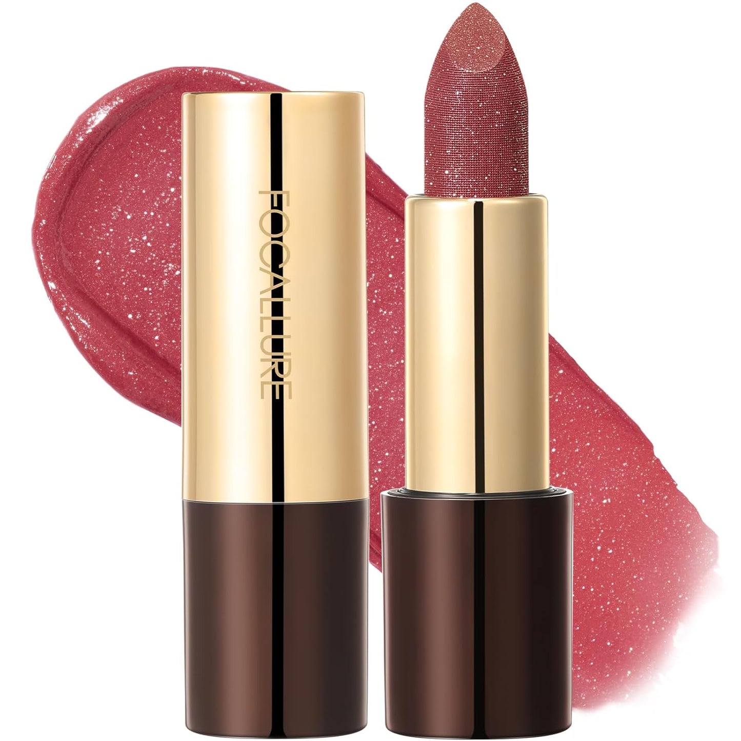 FOCALLURE Glisten Opal Shine Lipstick, High Impact Lip Color, Moisturizing Tinted Lip Balm, Lightweight & Hydrating Formula for Lip Care, ONE BITE