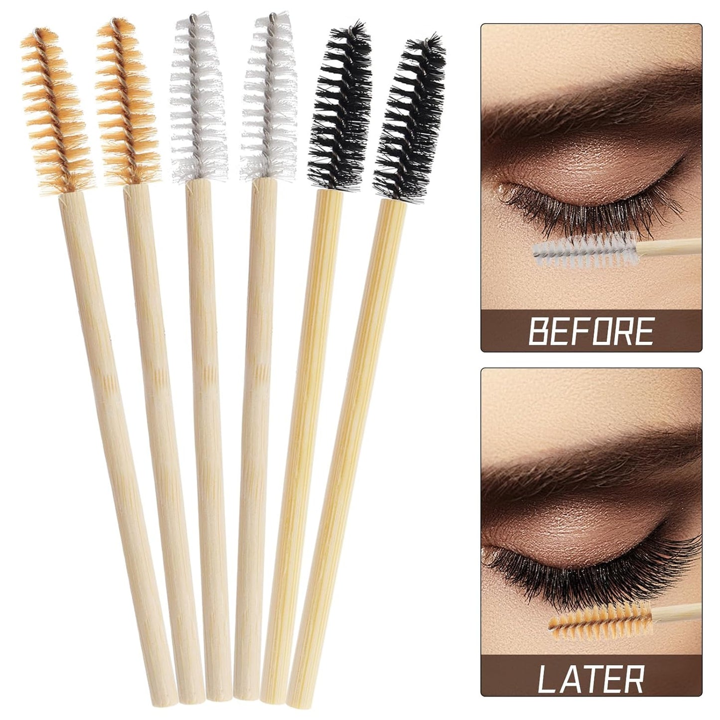 300PCS Disposable Mascara Wands Spoolie Brush Crystal Eyebrow Brushes Eyelash Extension Applicator Makeup Kits Bamboo Mascara Brush