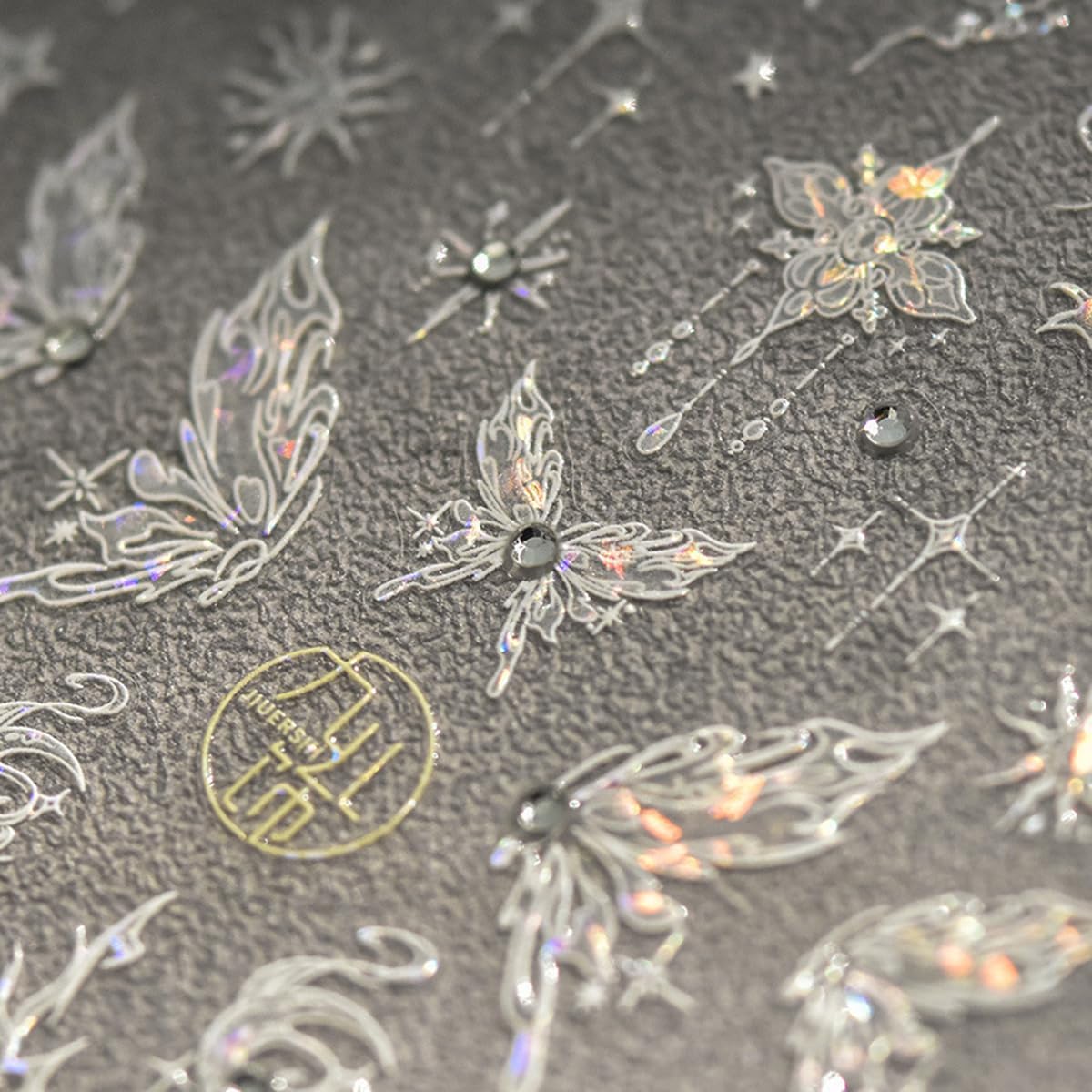 Butterfly Nail Art Stickers Silver Butterfly Nail Stickers 5D Embossed Nail Decals Accessories Glitter Sparkly Adhesive Slider Manicure Supplies for Women DIY Decorations