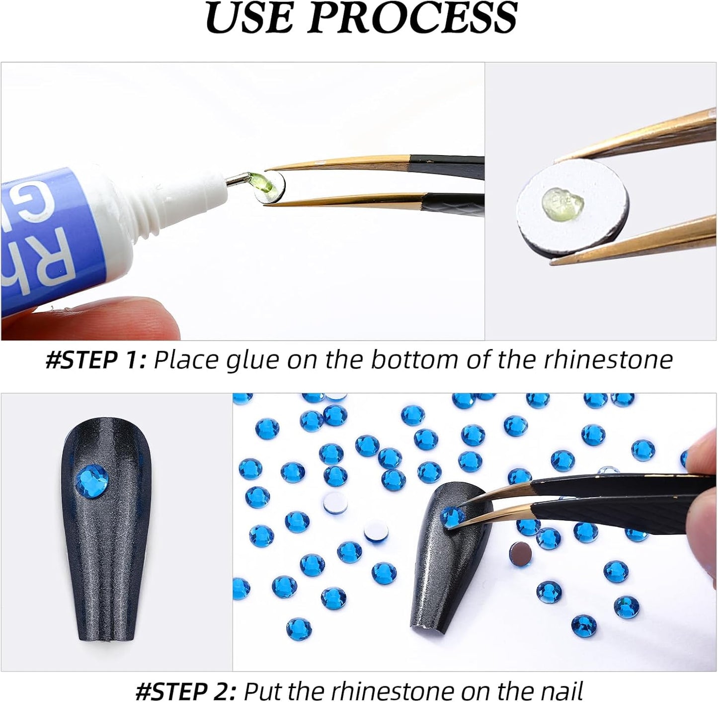 Capri Blue Flatback Rhinestones, Glass Rhinestones for Nail Art and Craft, Glue Fix, Loose Crystal Gemstones(Capri Blue, SS6, 1440pcs, 1.9-2.0mm)