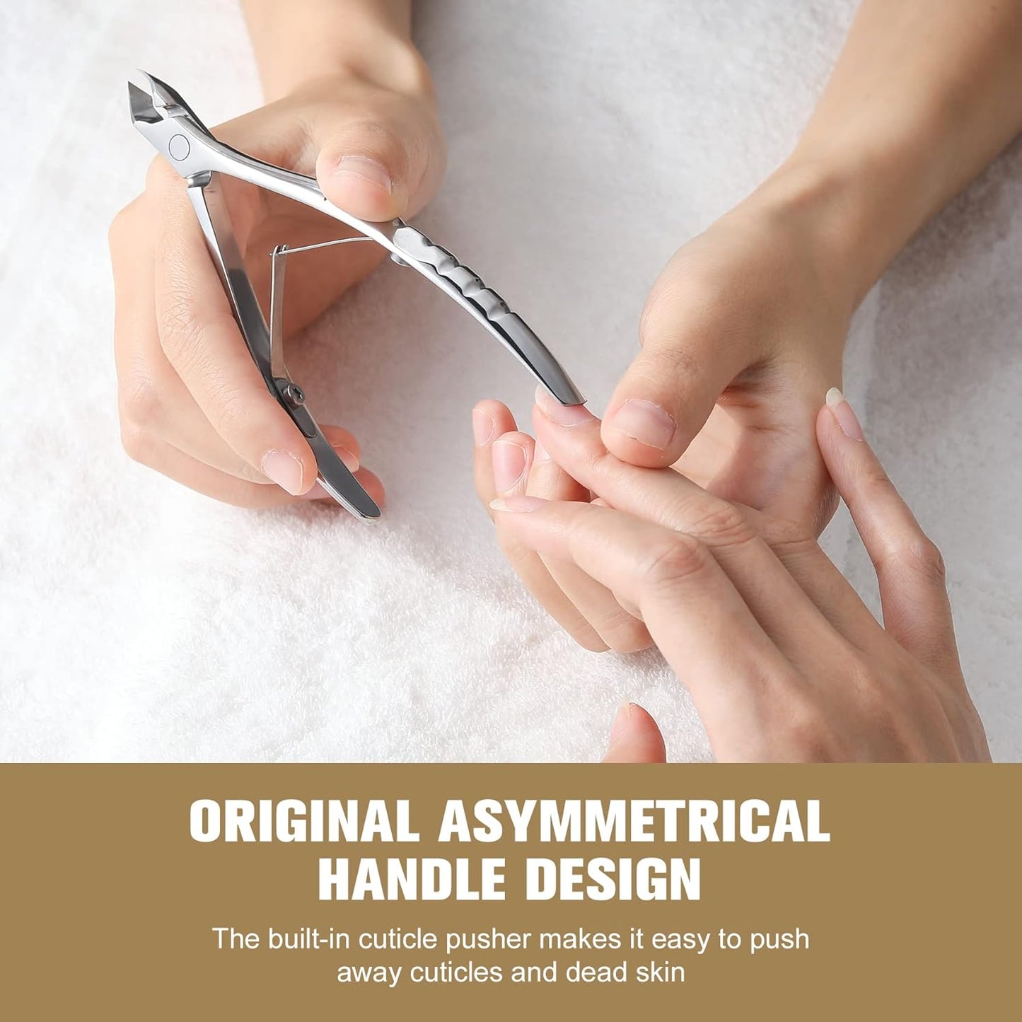 FERYES Cuticle Clipper with Pusher, 2 in 1 Professional Cuticle Trimmer, 6mm Full Jaw Cuticle Nipper, Stainless Steel Cuticle Remover Tool Mirror Silver