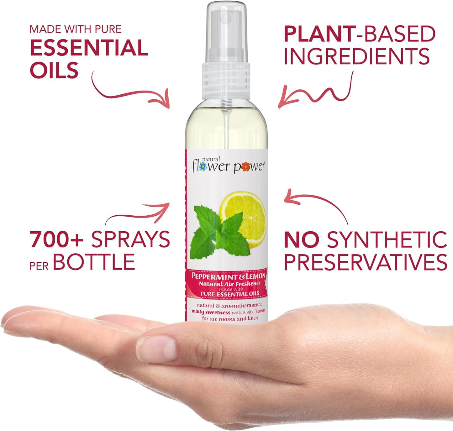 Air Freshener Spray - Odor Eliminator w/Essential Oils - Home, Car & Fabric - Cruelty Free & Vegan - Variety Pack - Citrus & Spice and Peppermint & Lemon - 2 x 4 fl oz