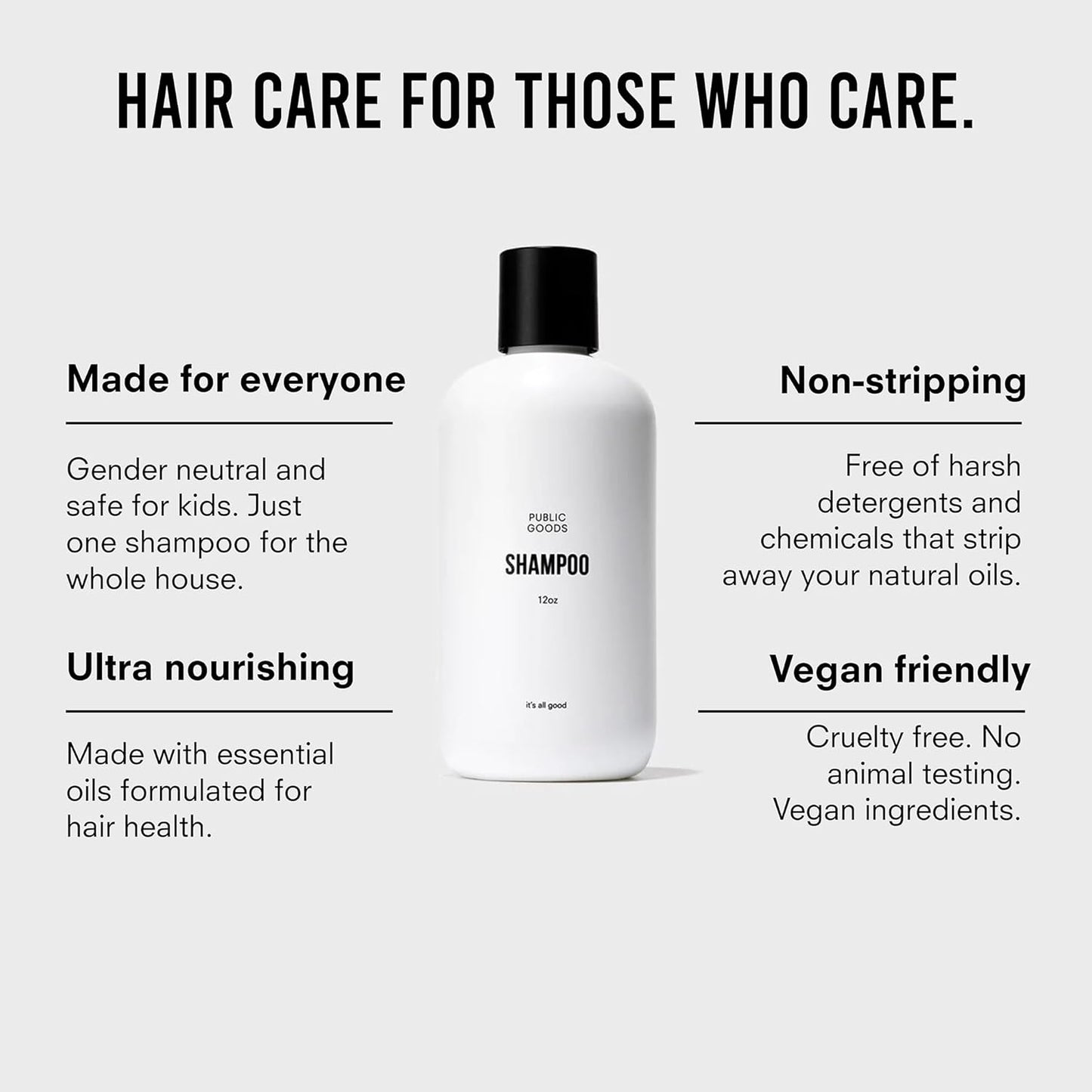 Public Goods Shampoo for Women & Men | Natural Gentle Shampoo to Cleanse & Nourish All Hair Types | Made with Organic Essential Oils | Sulfate & Paraben Free | Vegan | Made in Canada | 12 Fl Oz Bottle
