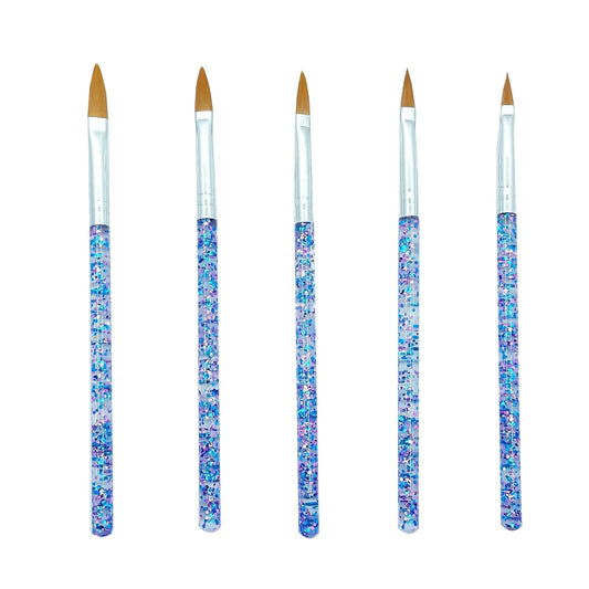 5pcs Nail Art Brushes Set, Nail Art Design Pen Painting Tools with Nail Extension Gel Brush, Nail Polish Brush, Builder Nail Gel Brush, Nail Dotting Pen Salon at Home Diy Manicure (Blue)