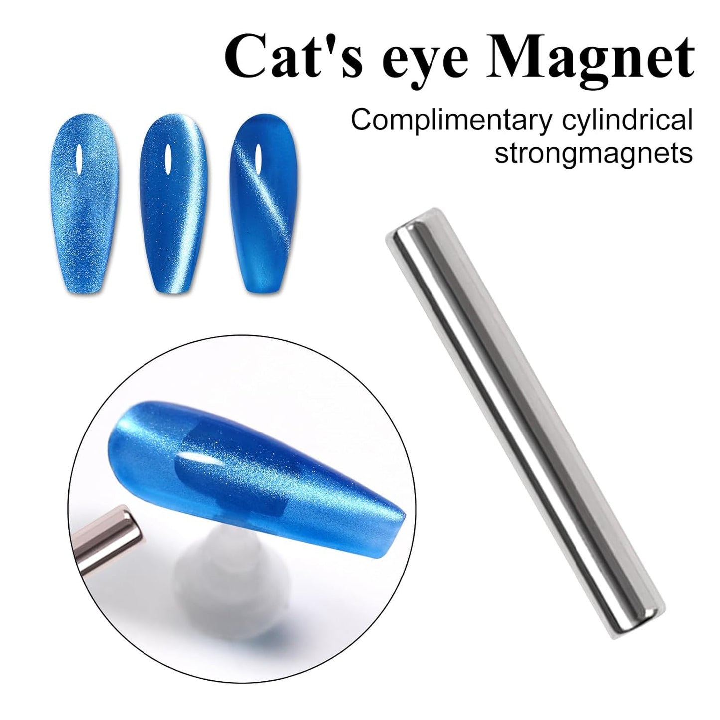 Imtiti Moonlight Cat Eye Gel Nail Polish, 15ml Sea Blue Holographic Crystal Diamond Glitter Magnetic UV Soak Off Gel Nail Polish with Magnetic Stick for Nail Art 1Pcs