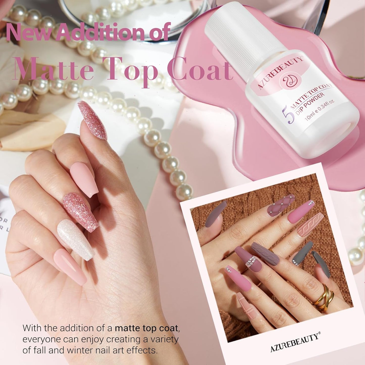 AZUREBEAUTY 30Pcs Dip Powder Nail Kit Starter with Nail Sticks, Translucent Jelly Nude Pink Gary 8 Colors Dipping Liquid Set Added Matte Top Coat Recycling Tray for Manicure Salon DIY Home