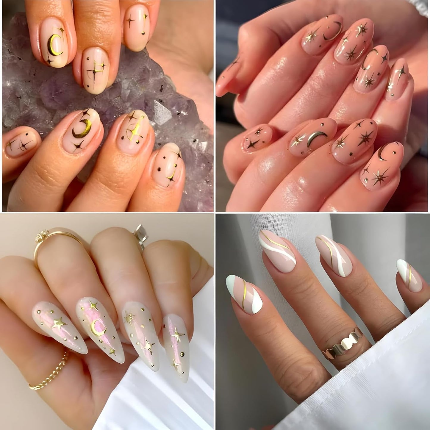 30 Sheets Gold Nail Art Stickers 3D Self Adhesive Star Nail Decals Gold Flower Nail Stickers for Nail Art Heart Snowflake Nail Art Design Decoration Accessories for Women and Girls, Style 2