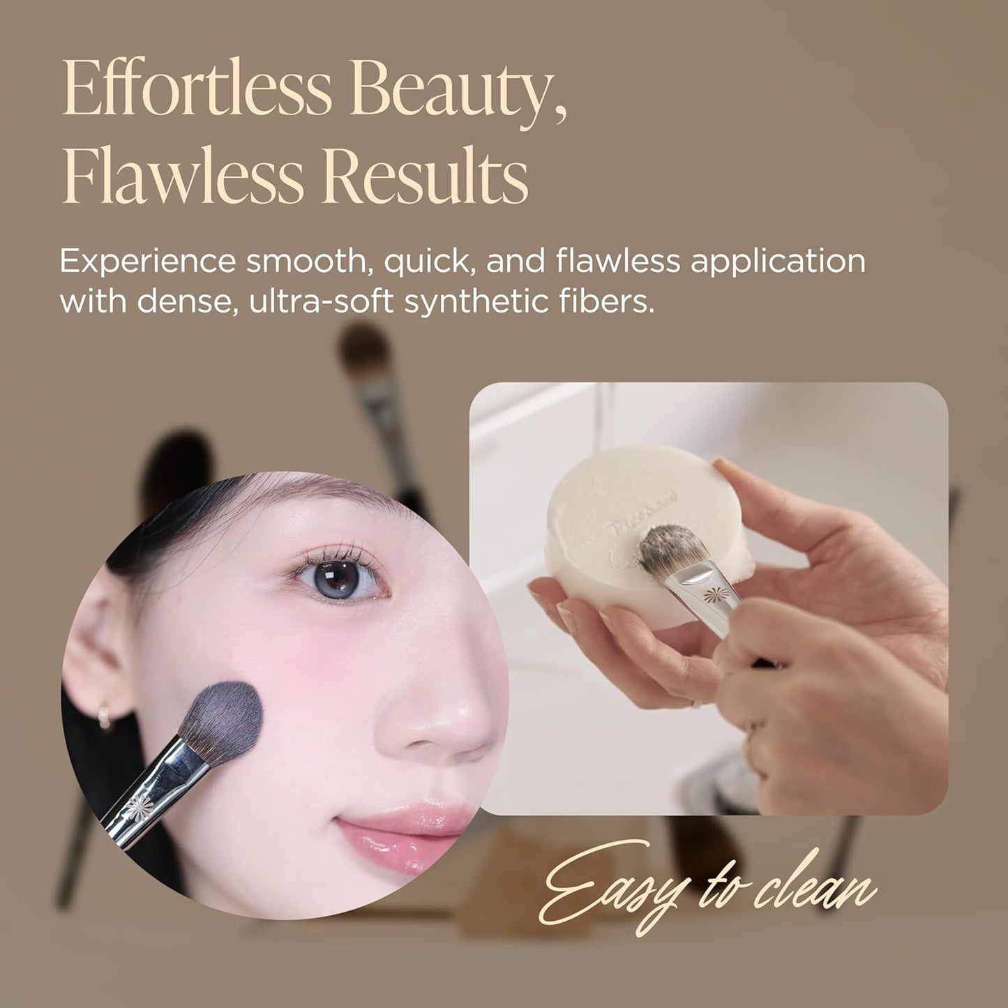 Piccasso PONY14 Makeup Brush– Soft Tapered Blush & Highlighter Applicator for Face Makeup, Fluffy Powder Finish with Soft Hair, Small Size for Precision, Professional Korean Beauty Essential