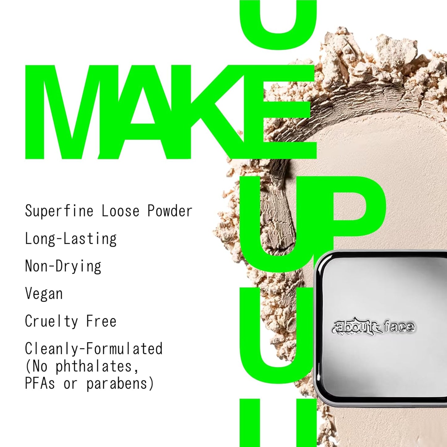 about-face Curtain Call Set & Smooth Loose Powder Bow – Lightweight, Oil-Absorbing Setting Powder with Rice Starch & Corn-Based Talc Alternative – Vegan, Cruelty-Free, – 0.35oz (Translucent)