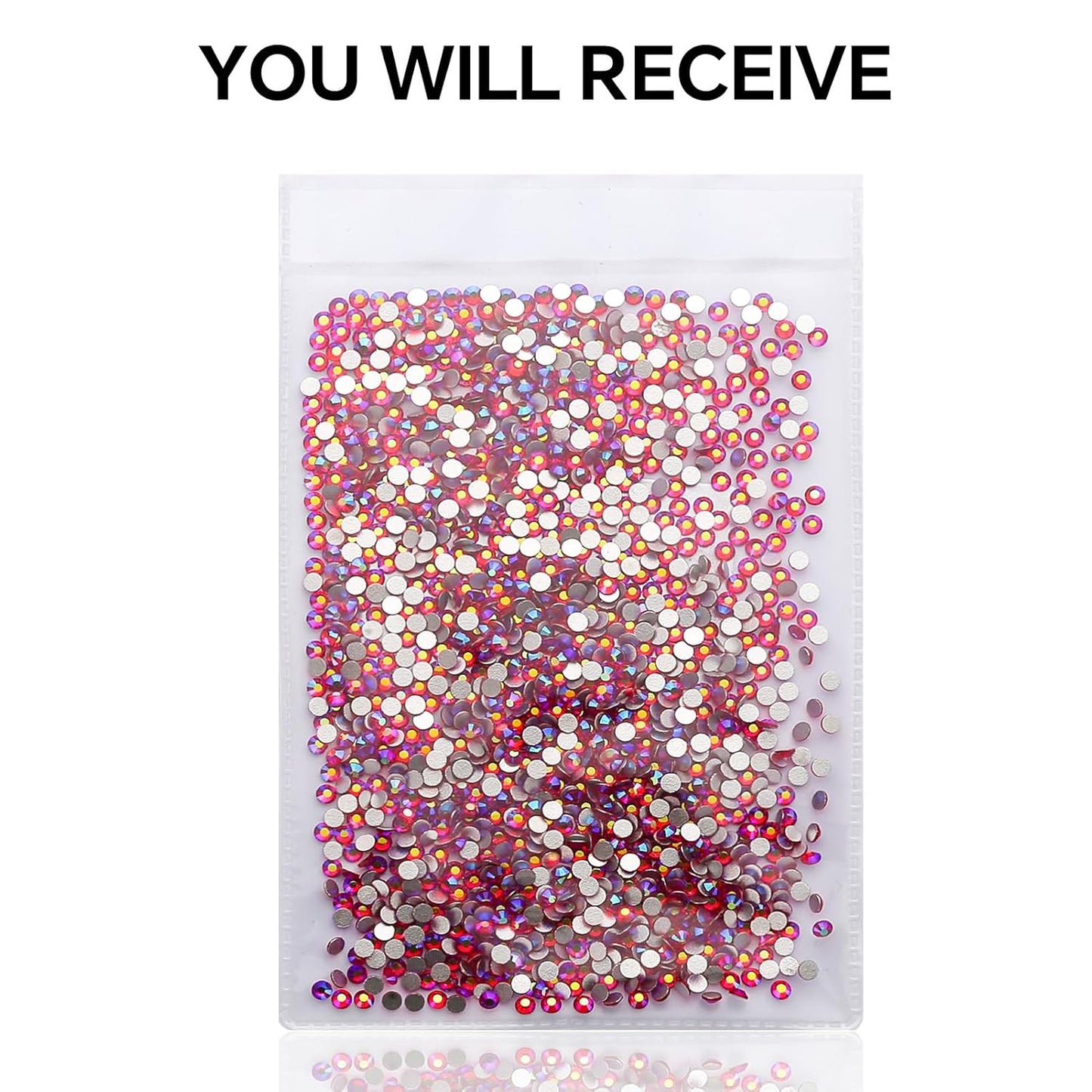 1440Pcs Red Ab Crystal Rhinestones,Glass Flatback Rhinestones Mini Gemstones for Nail Face Makeup Art Crafts Clothes Decoration -(SS8,2.4mm,Red Ab)