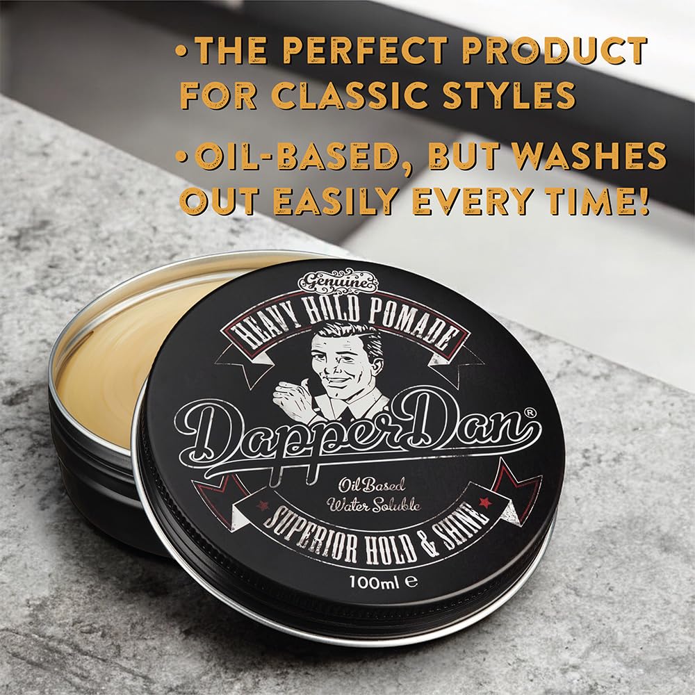 Heavy Hold Pomade By Dapper Dan, Superior Hold, Petrolatum Free, No Build Up, Liquorice & Vanilla Fragrance 100ml