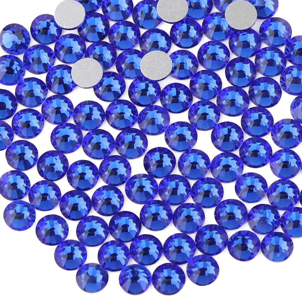 Beadsland 1440pcs Flat Back Crystal Rhinestones Round Gems for Nail Art and Craft Glue Fix, Sapphire(SS12(2.9-3.0mm))