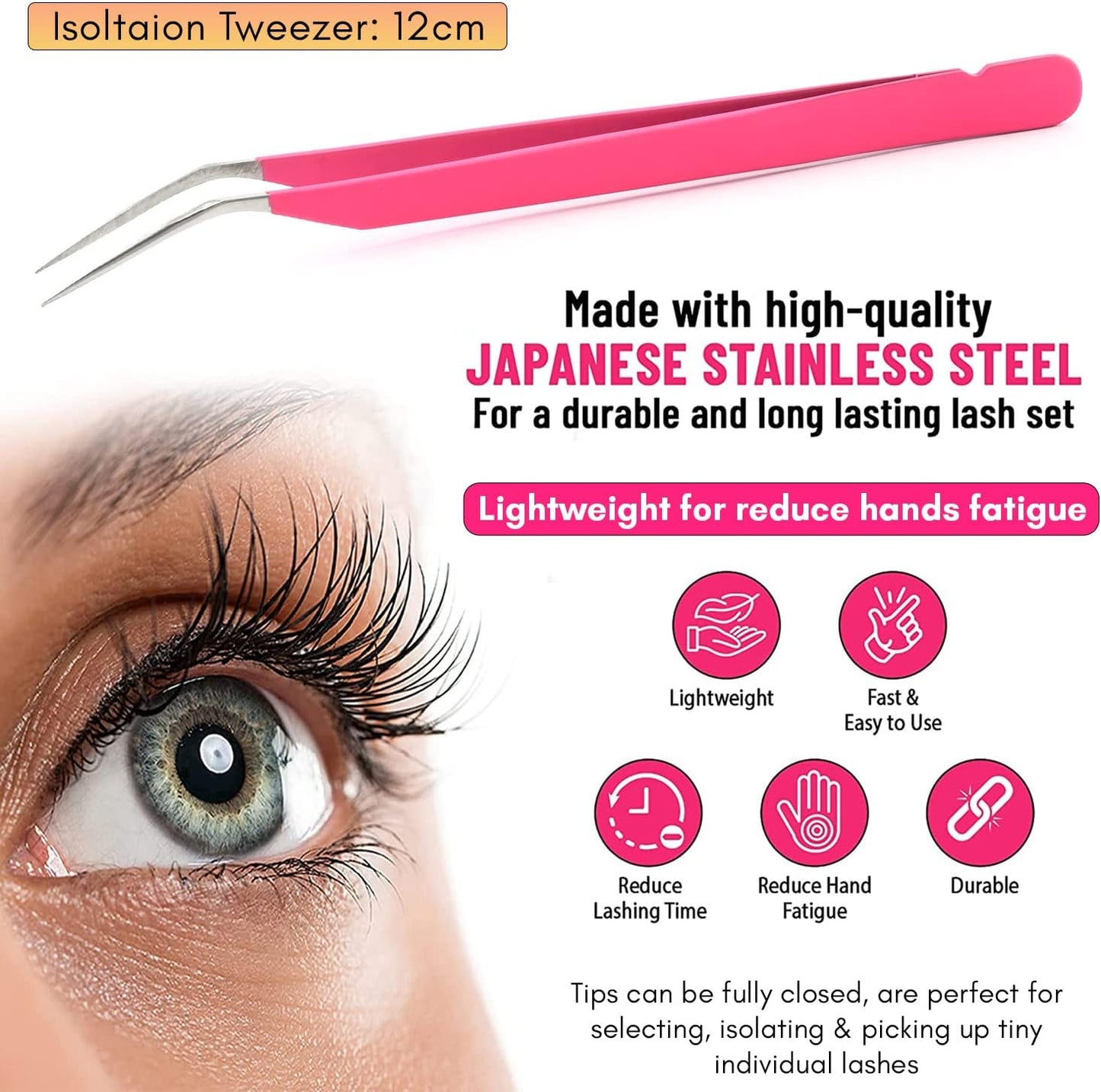 My Lash Tools New Isolation Lash Tweezers For Eyelash Extensions Best for Individual Isolation & Classic Lashes Japanese Stainless Steel Lightweight Precision Lashing Twisers (MattePInkJPs)