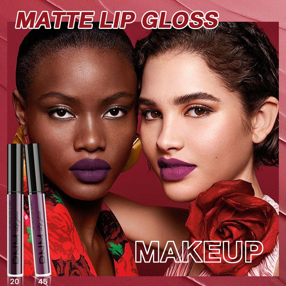 evpct 3Pcs Dark Purple Mauve Plum Maroon Matte Liquid Lipstick Lip Stain Sets for Women Matte+Lipstick Long Lasting Permanent 24 hr Hours Magic Lipstick 24 Hours original Waterproof 22#