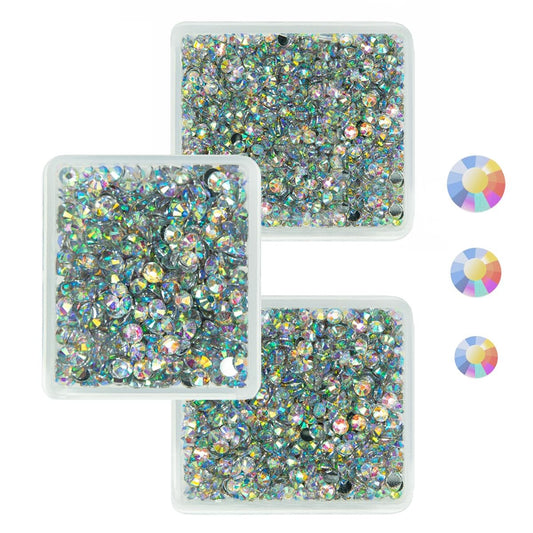 AB Crystal Resin Rhinestones for Crafting 3mm 4mm 5mm Crystal White AB Flatback Stones Non-Hotfix Diamonds Crystals Gems Charms for Nails Face Eyes Makeup Body Tumblers Bottles DIY Crafts Shoes