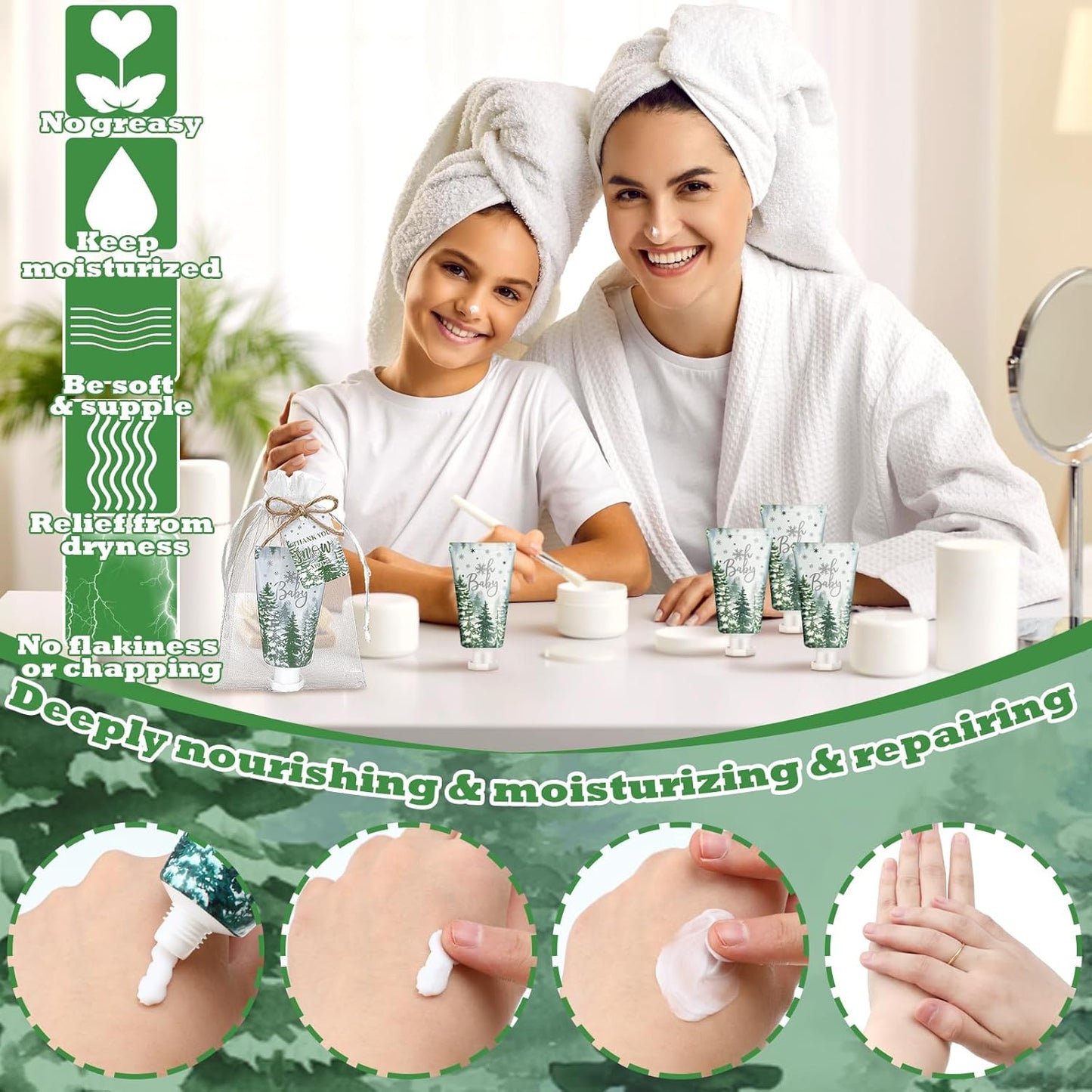 48 Sets Baby Shower Hand Cream Party Favors for Guests Gift Bulk Travel Size Hand Lotion Set for Baby Shower Wedding Christmas(Forest Baby)